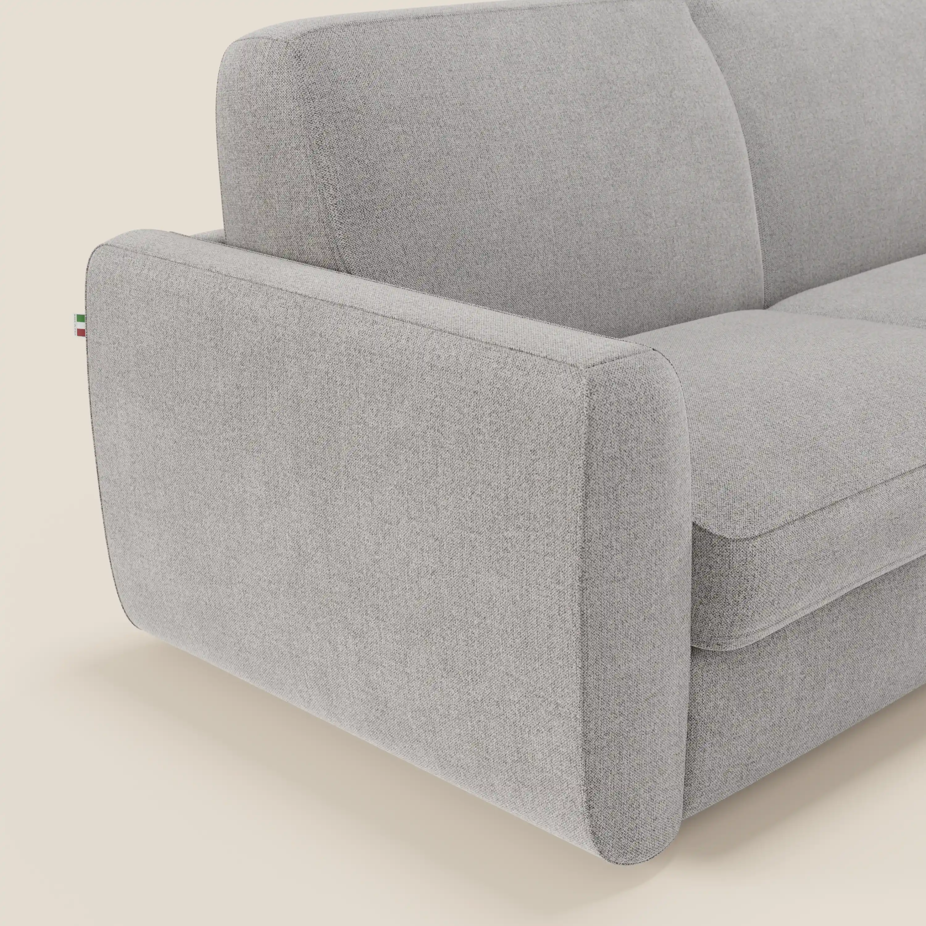 Leonida canapé convertible déhoussable et matelas H 18 cm - coffre à oreiller en tissu détachable T23 gris - Image 6