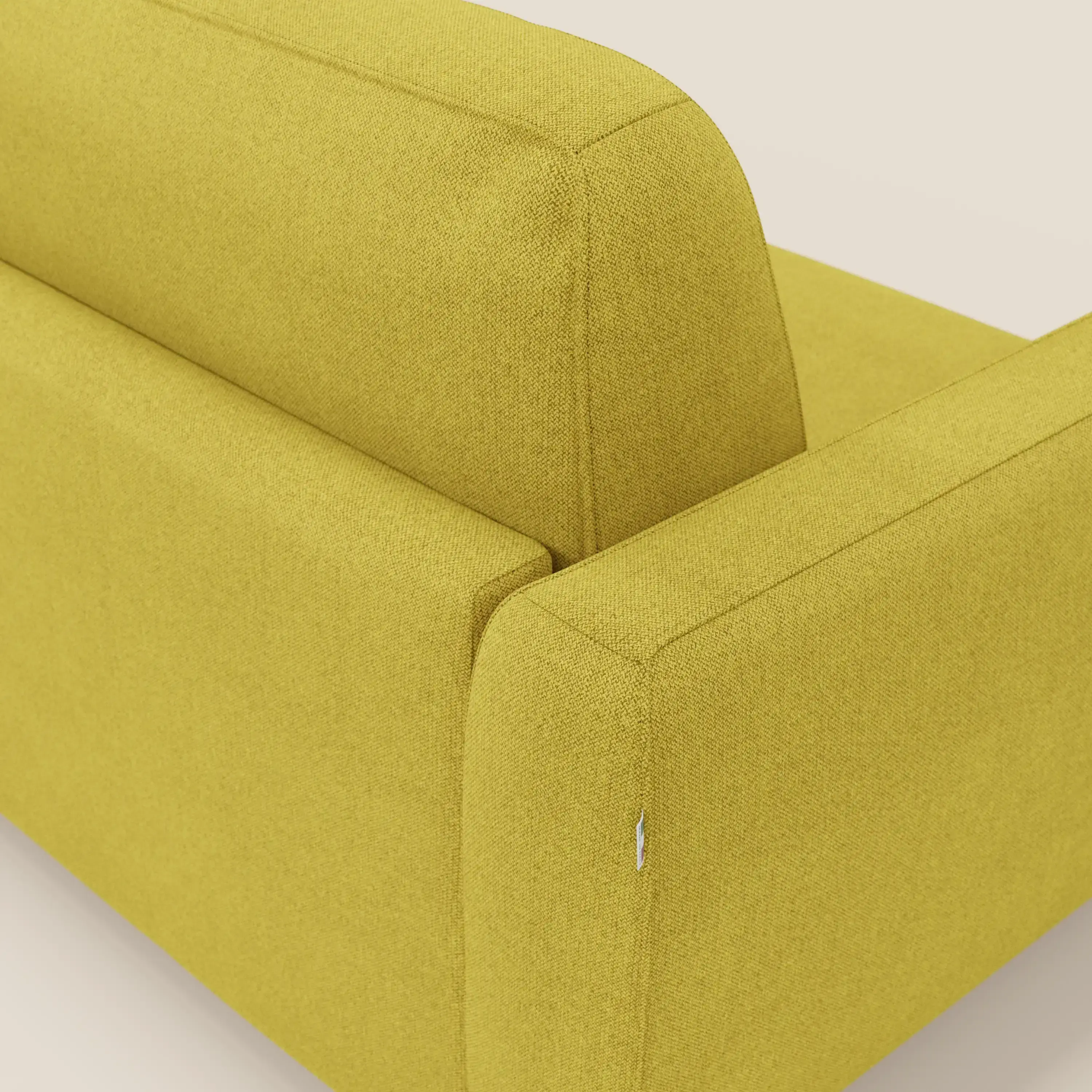 Leonida canapé convertible déhoussable et matelas H 18 cm - coffre à oreiller en tissu détachable T23 jaune soleil - Image 10