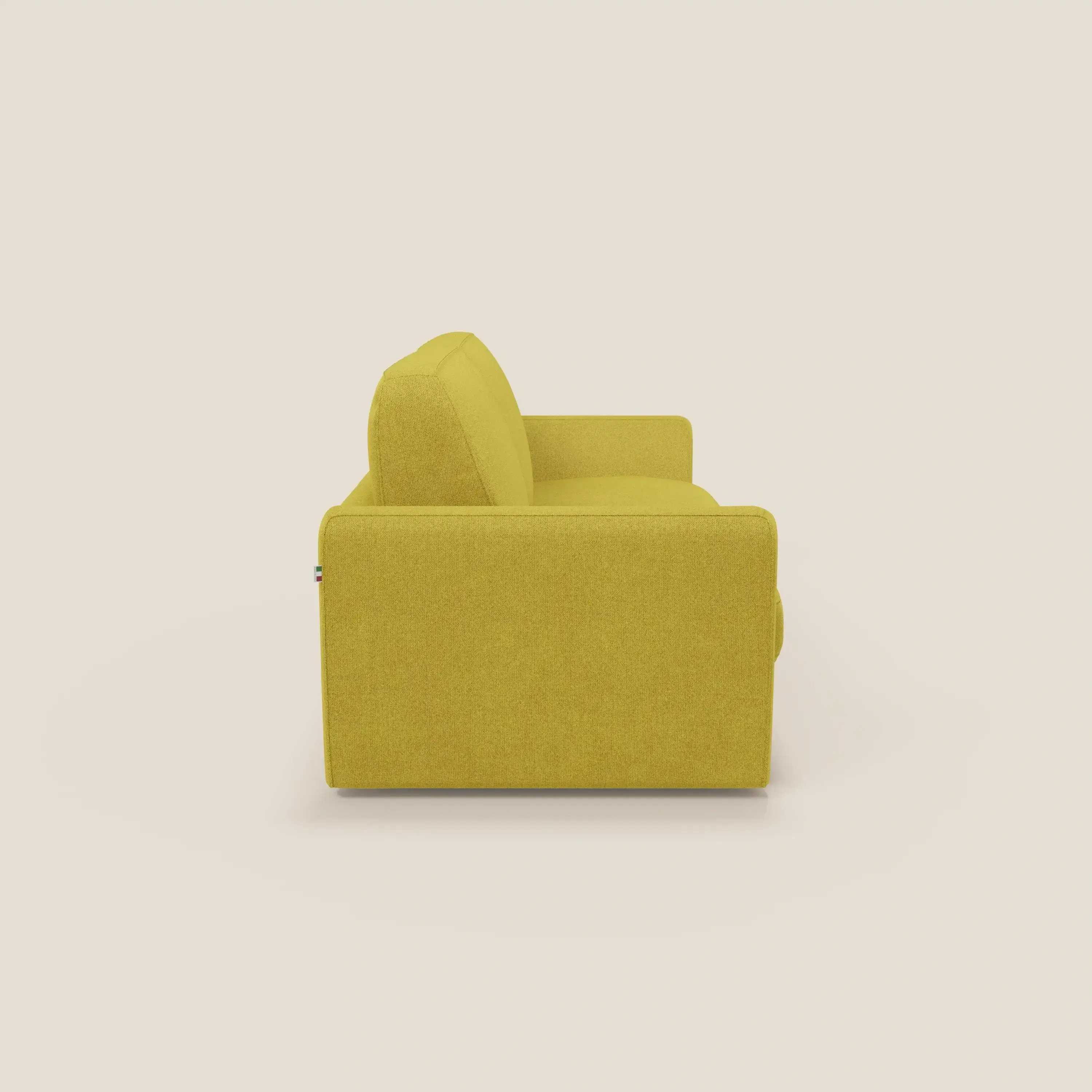 Leonida canapé convertible déhoussable et matelas H 18 cm - coffre à oreiller en tissu détachable T23 jaune soleil - Image 8