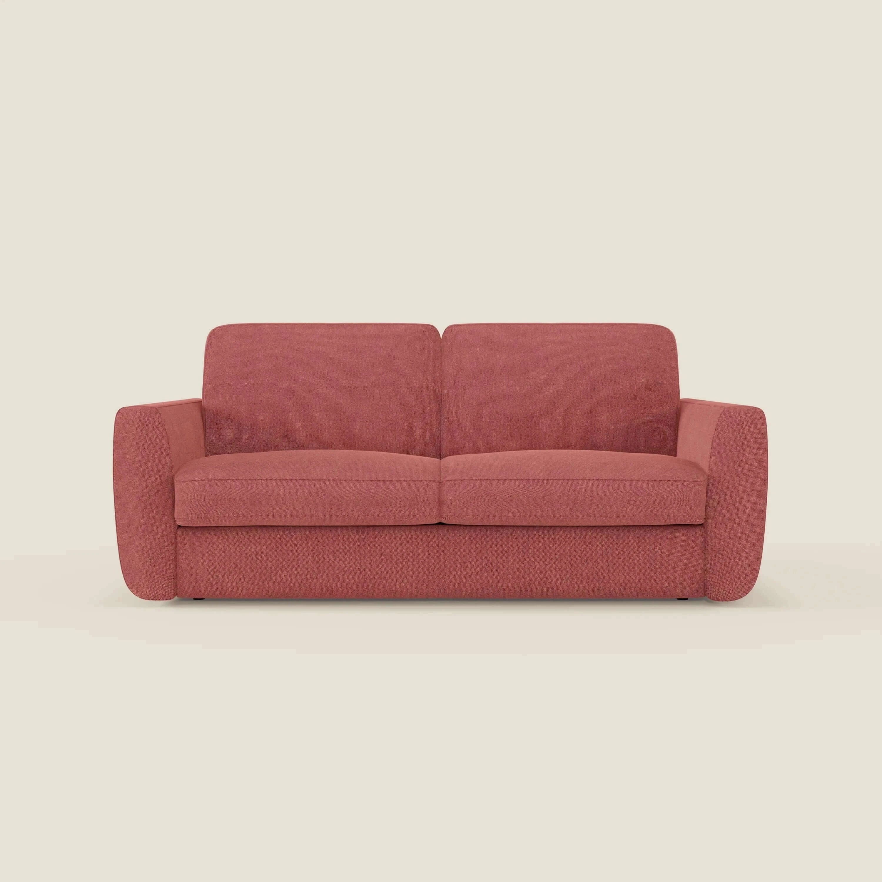 Leonida canapé convertible déhoussable et matelas H 18 cm - coffre à oreiller en tissu détachable T23 rouge