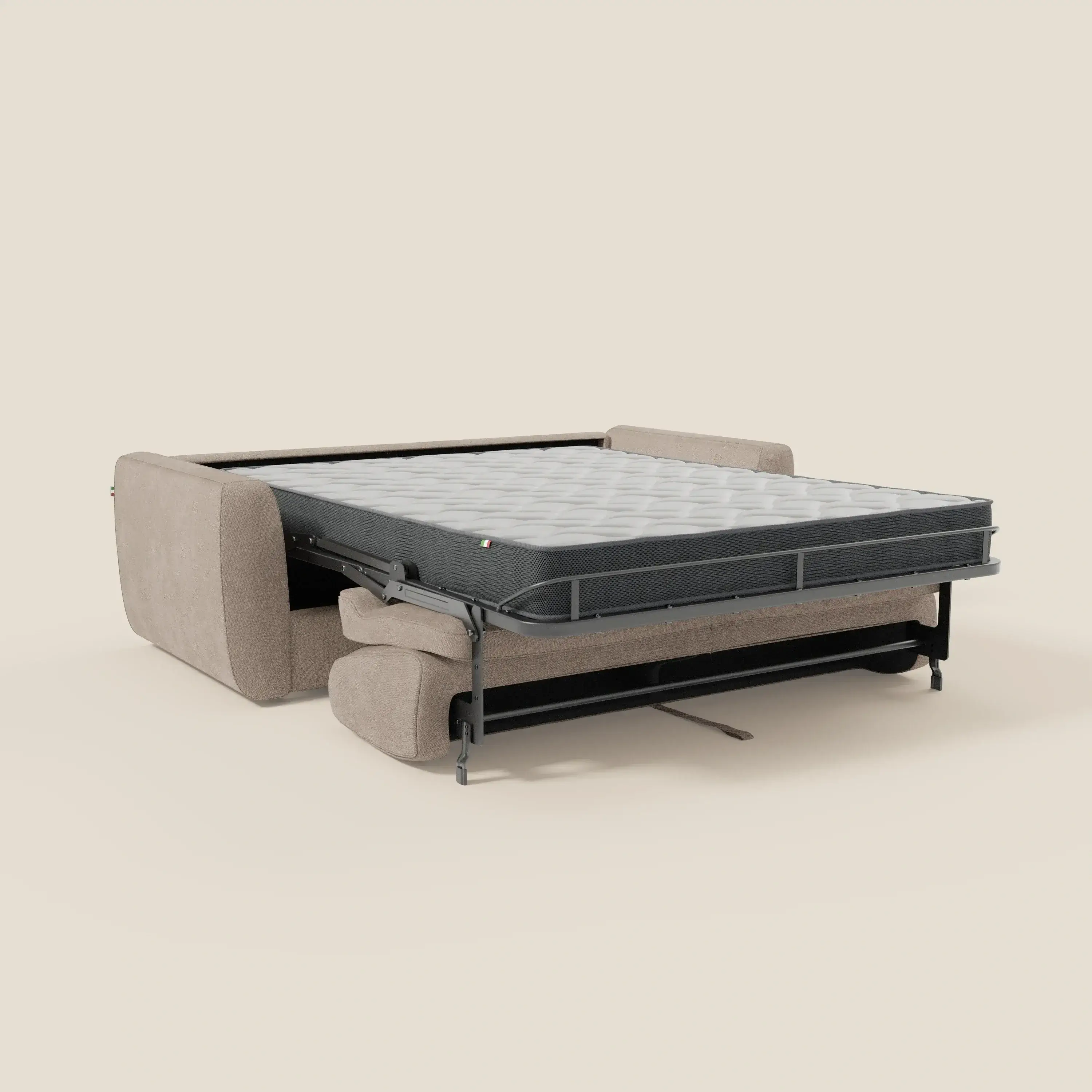 Leonida canapé convertible déhoussable et matelas H 18 cm - coffre à oreiller en tissu détachable T23 tortora - Image 11