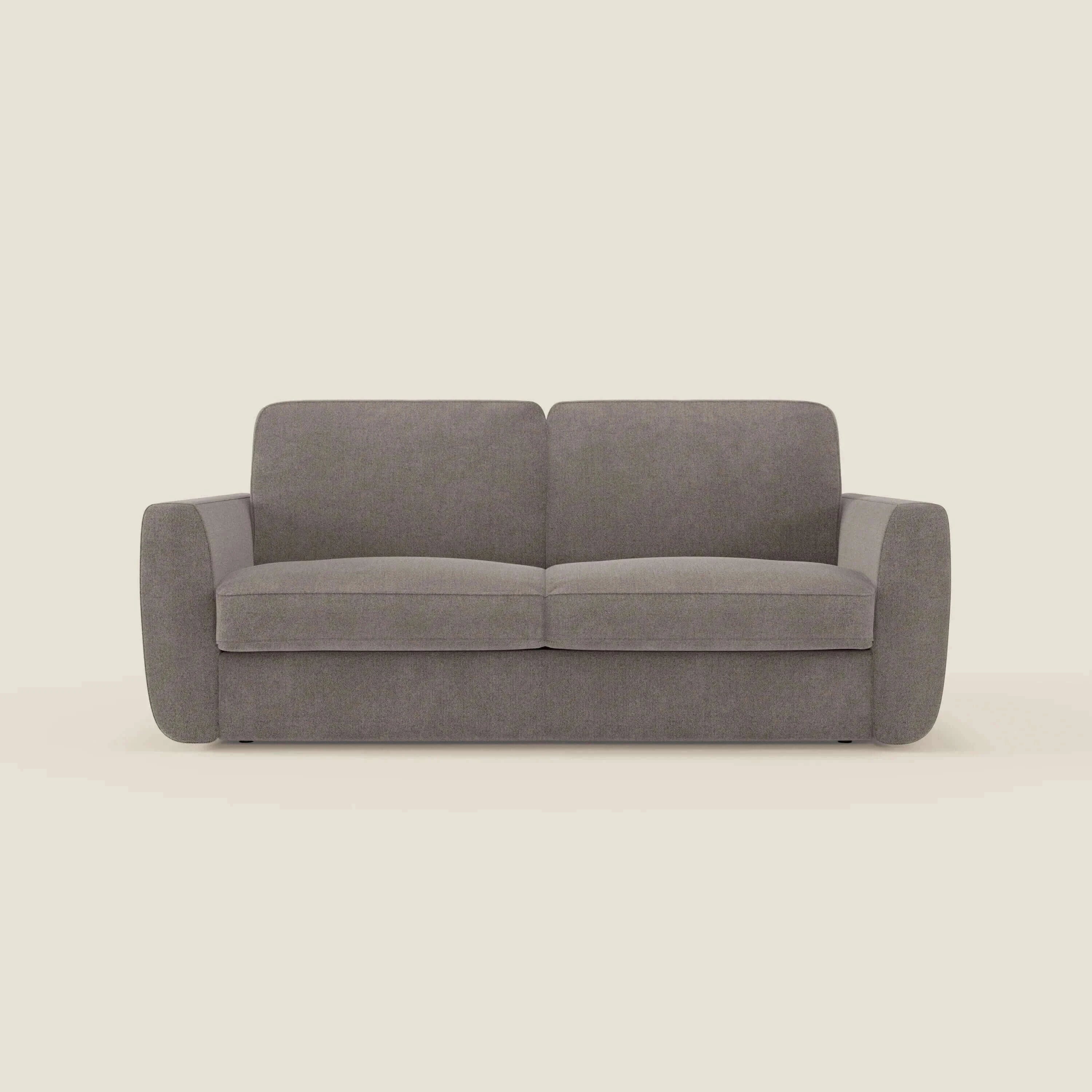 Leonida canapé convertible déhoussable et matelas H 18 cm - coffre à oreiller en tissu détachable T23 taupe