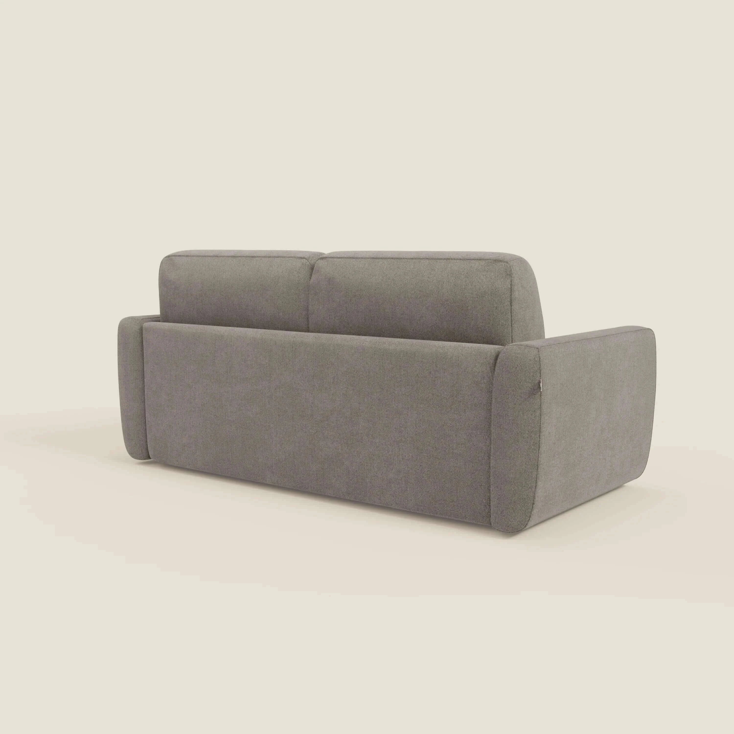 Leonida canapé convertible déhoussable et matelas H 18 cm - coffre à oreiller en tissu détachable T23 taupe - Image 5