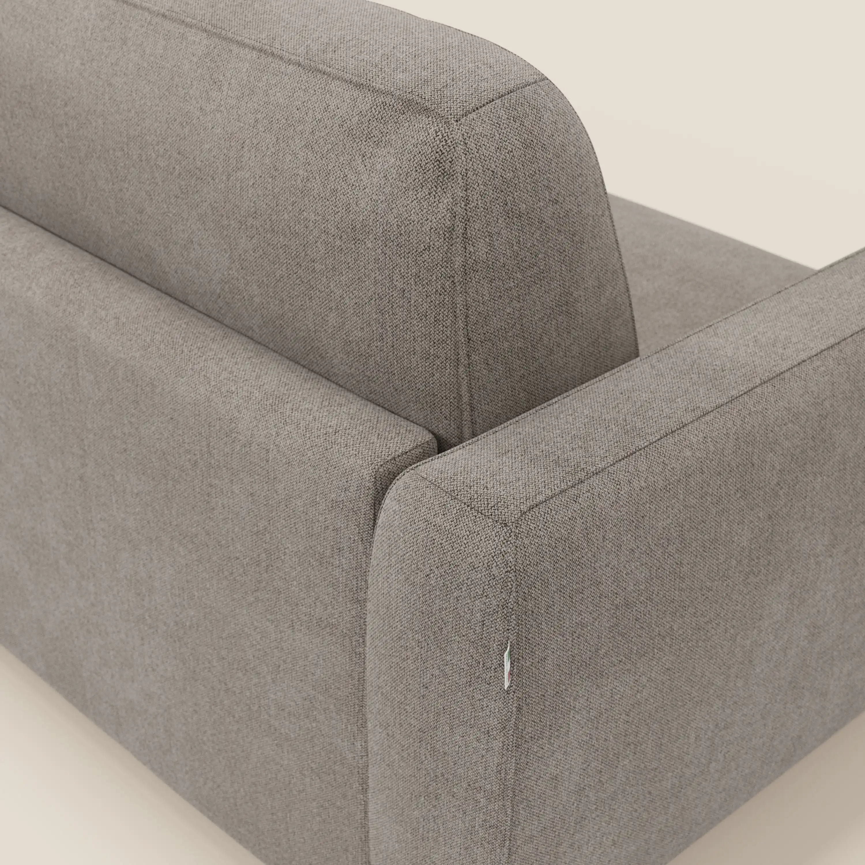 Leonida canapé convertible déhoussable et matelas H 18 cm - coffre à oreiller en tissu détachable T23 taupe - Image 8