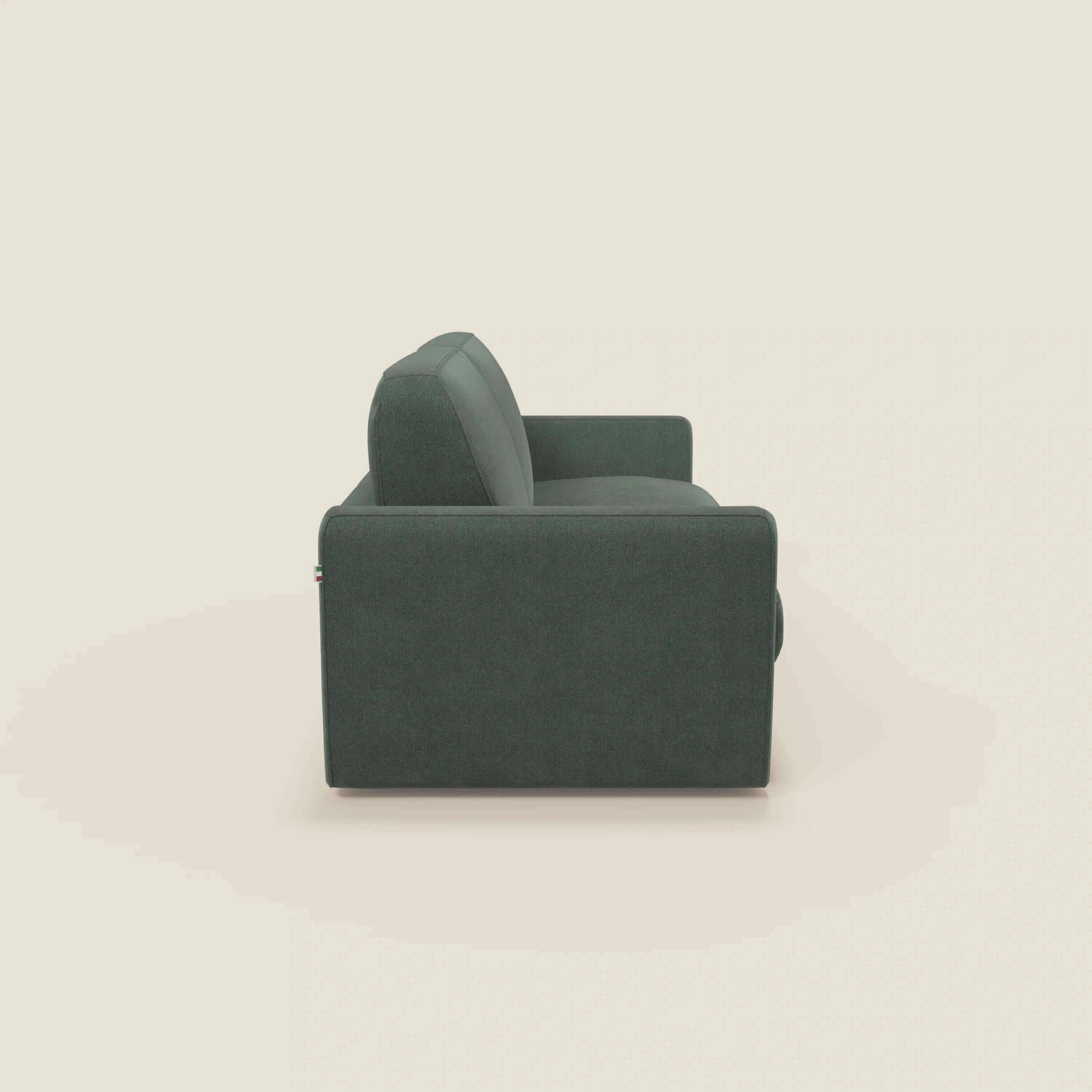 Leonida canapé convertible déhoussable et matelas H 18 cm - coffre à oreiller en tissu détachable T23 vert - Image 4