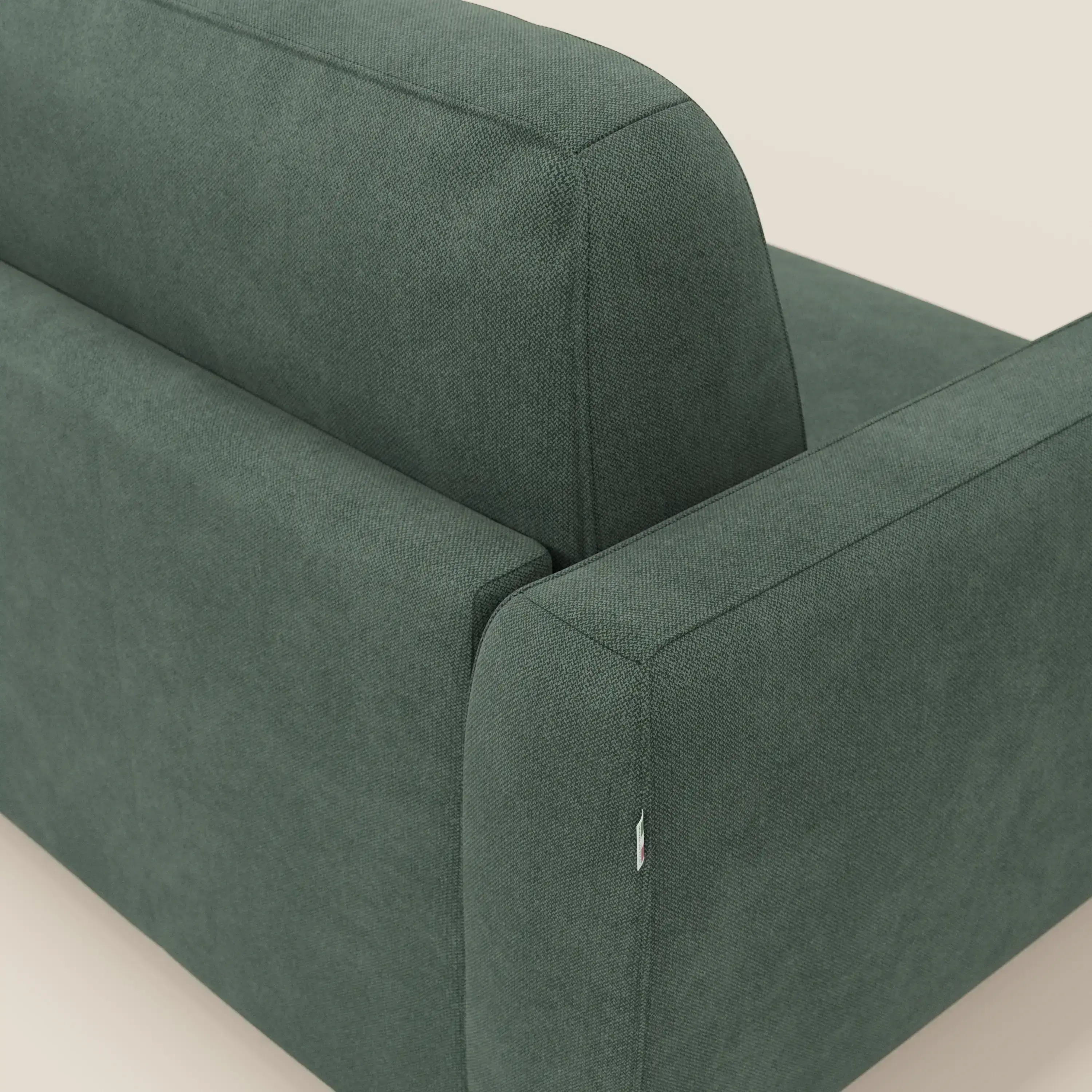 Leonida canapé convertible déhoussable et matelas H 18 cm - coffre à oreiller en tissu détachable T23 vert - Image 8