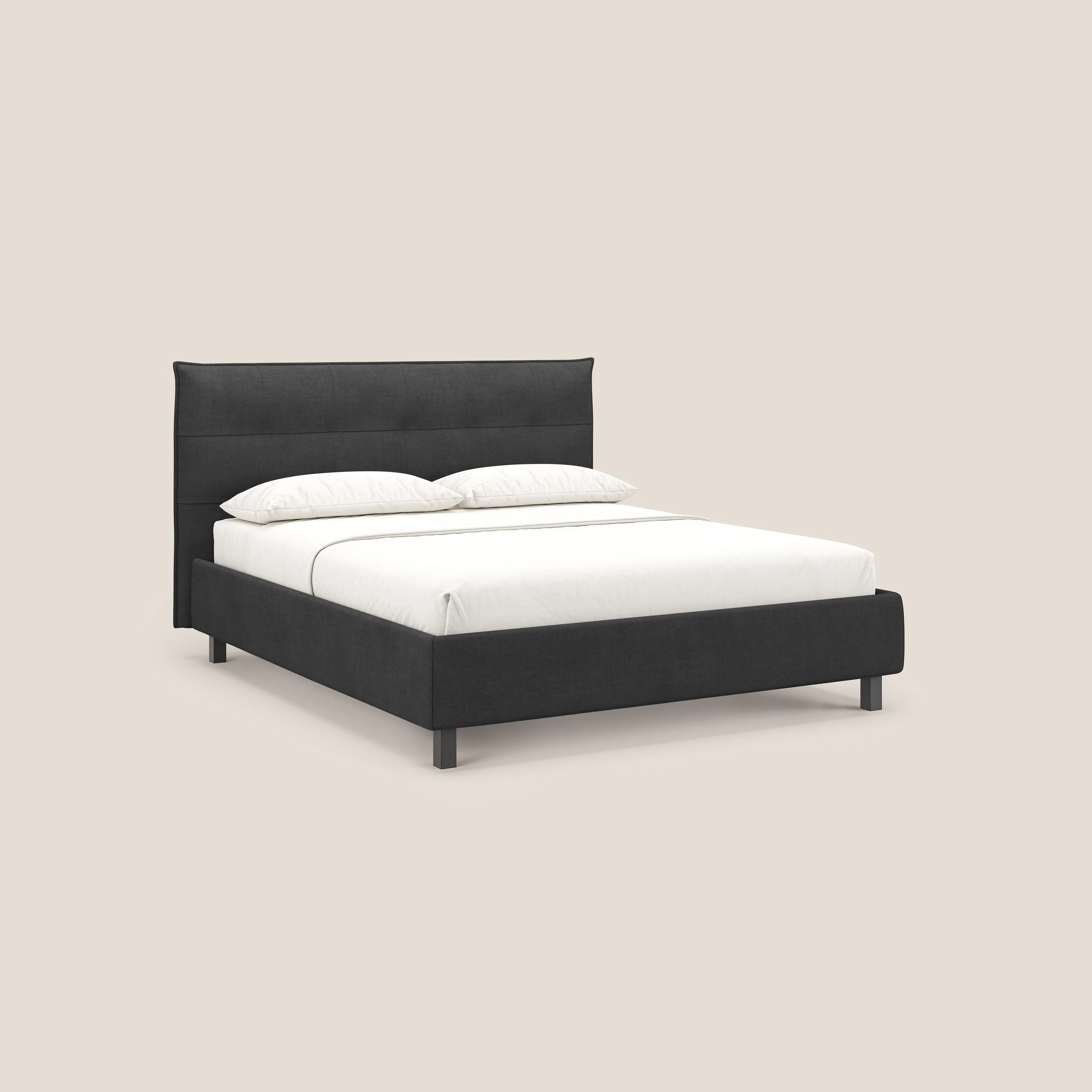 Liam lit coffre avec tête de lit capitonnée en tissu détachable T17 anthracite