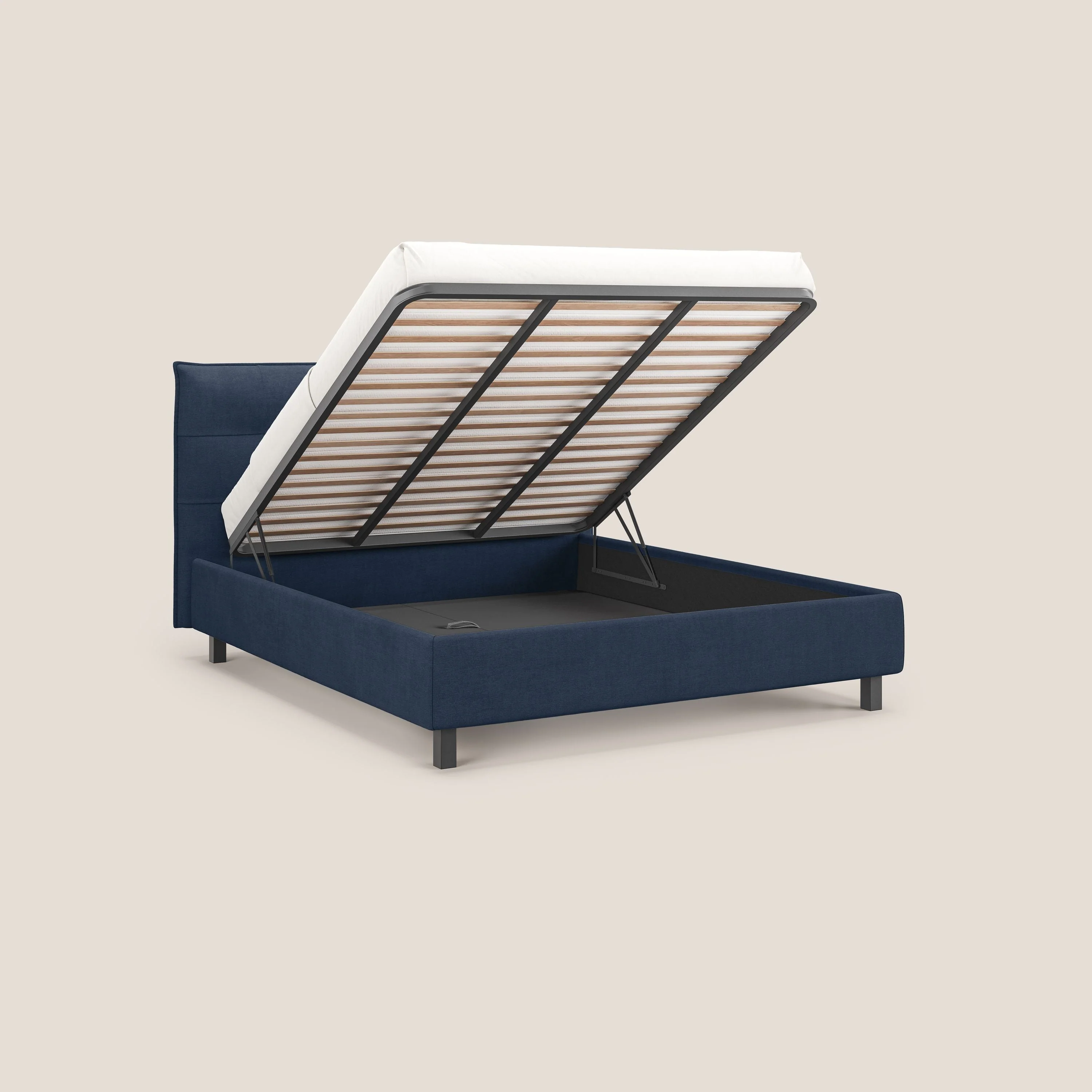 Liam lit coffre avec tête de lit capitonnée en tissu détachable T17 bleu - Image 2