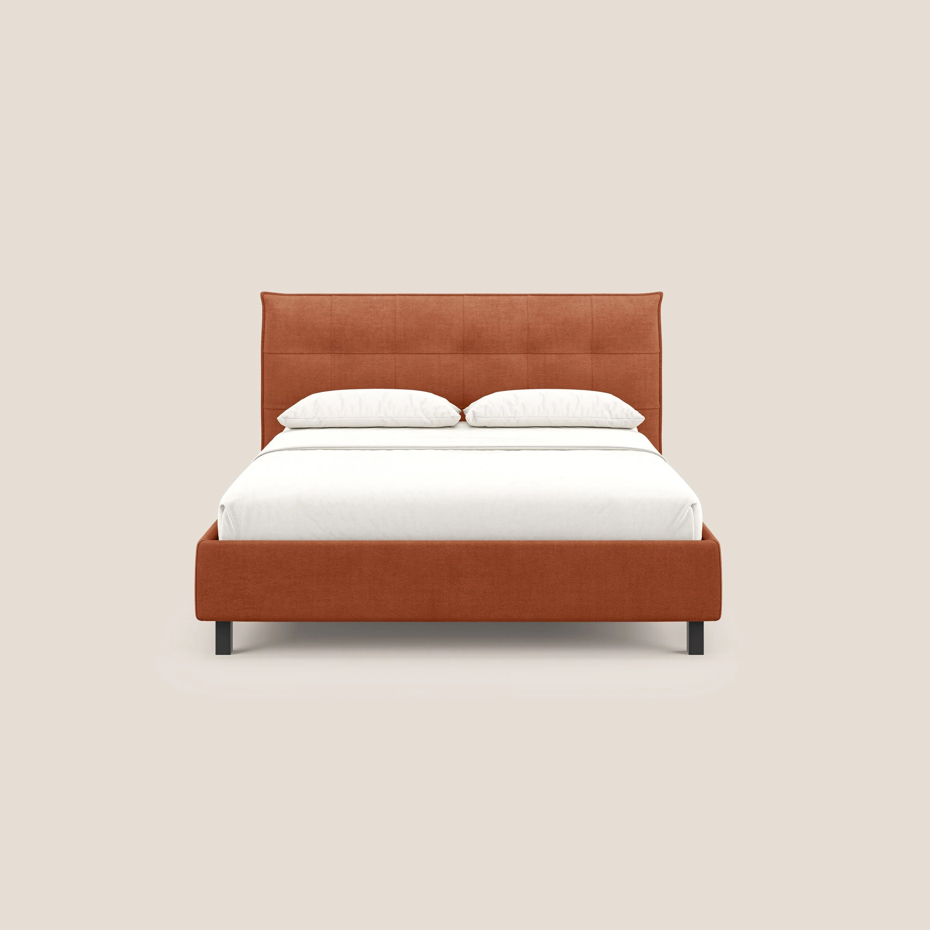 Liam lit coffre avec tête de lit capitonnée en tissu détachable T17 orange - Image 3