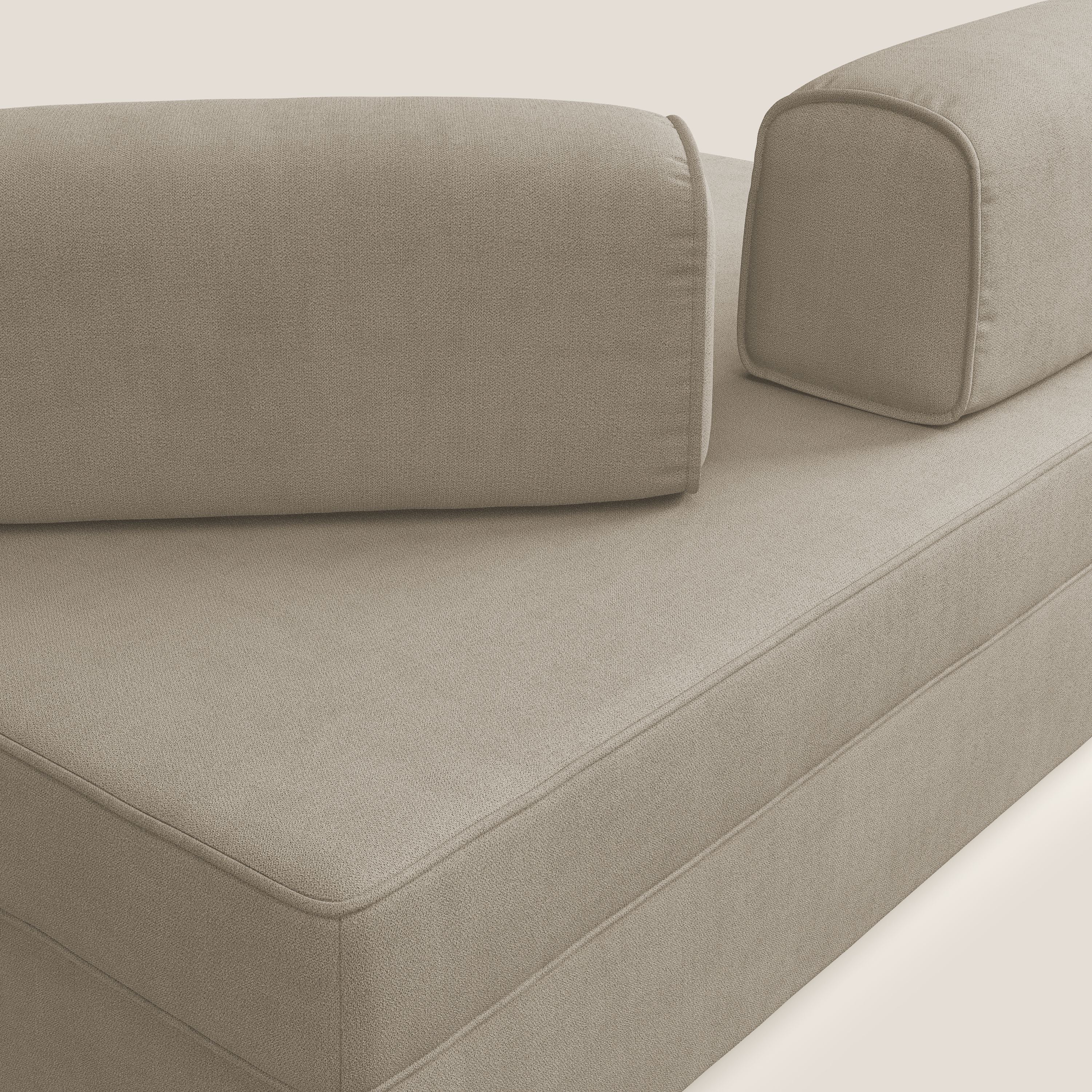 Liberty canapé avec pouf extractible et dossier amovible en tissu doux imperméable T02 beige - Image 4