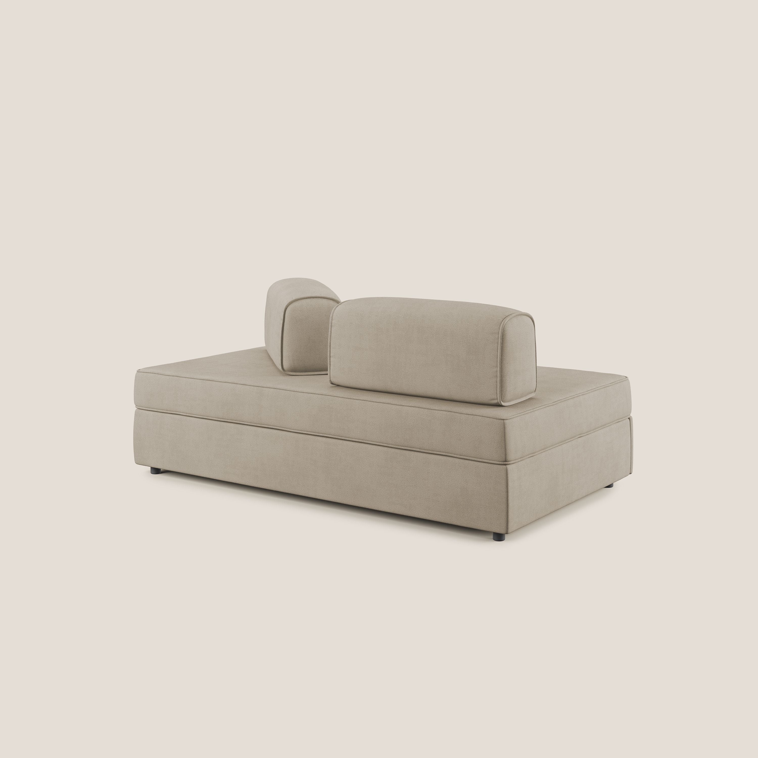Liberty canapé avec pouf extractible et dossier amovible en tissu doux imperméable T02 beige - Image 7