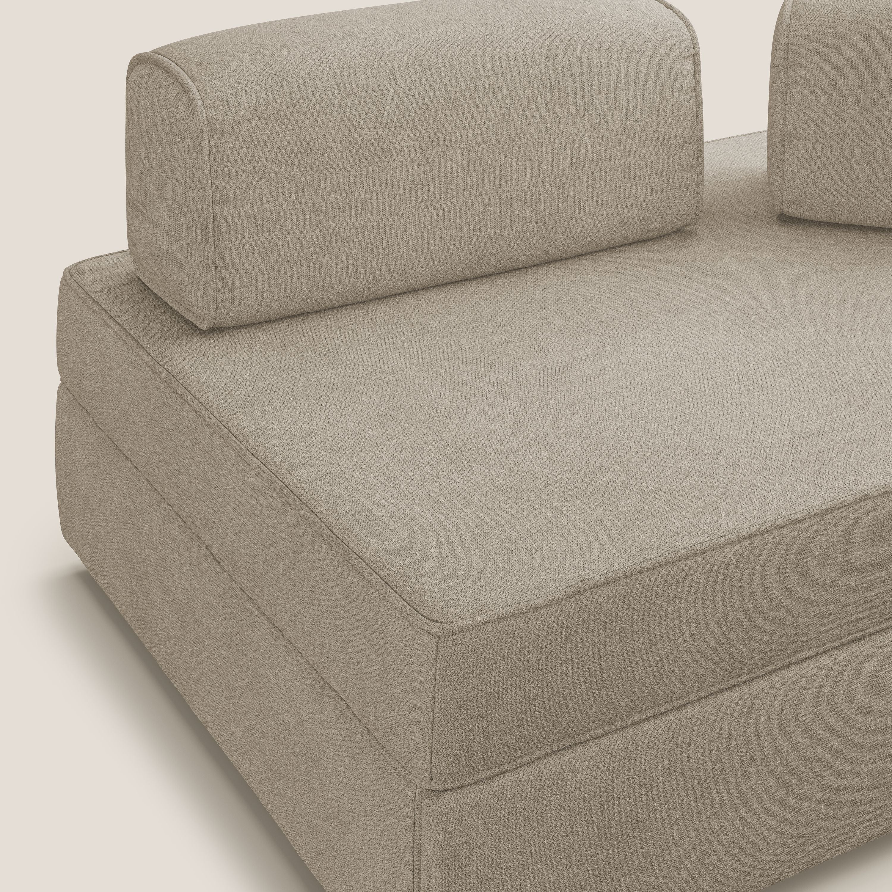 Liberty canapé avec pouf extractible et dossier amovible en tissu doux imperméable T02 beige - Image 8