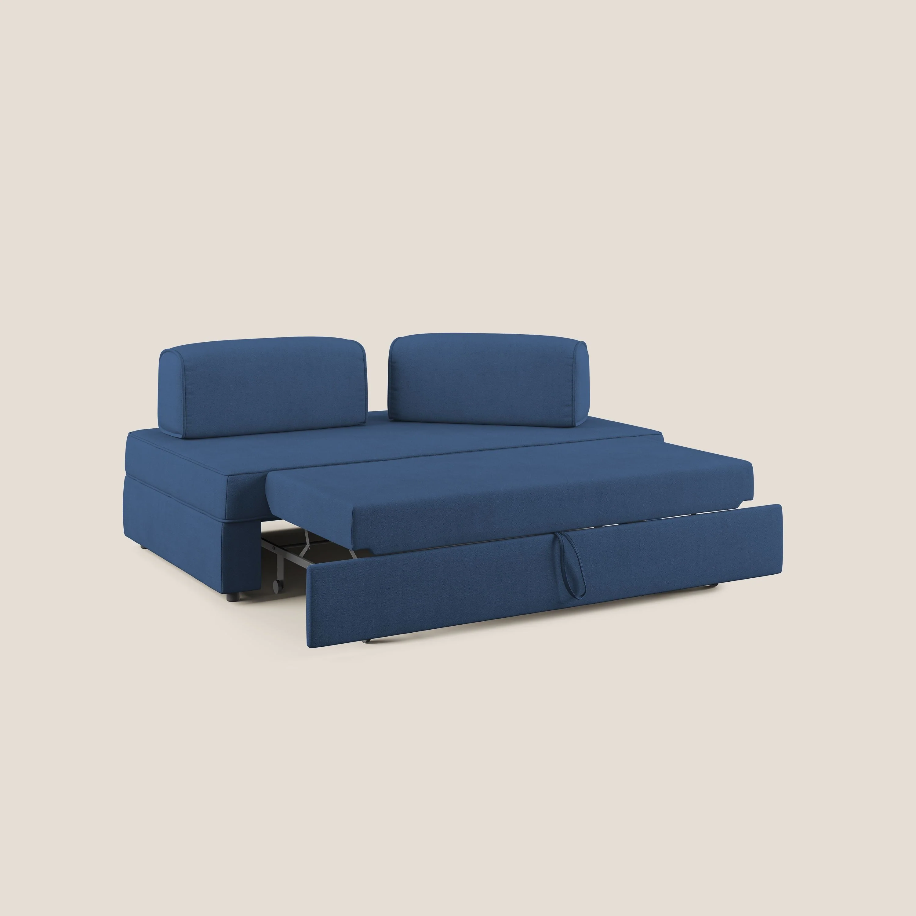 Liberty canapé avec pouf extractible et dossier amovible en tissu doux imperméable T02 bleu - Image 2