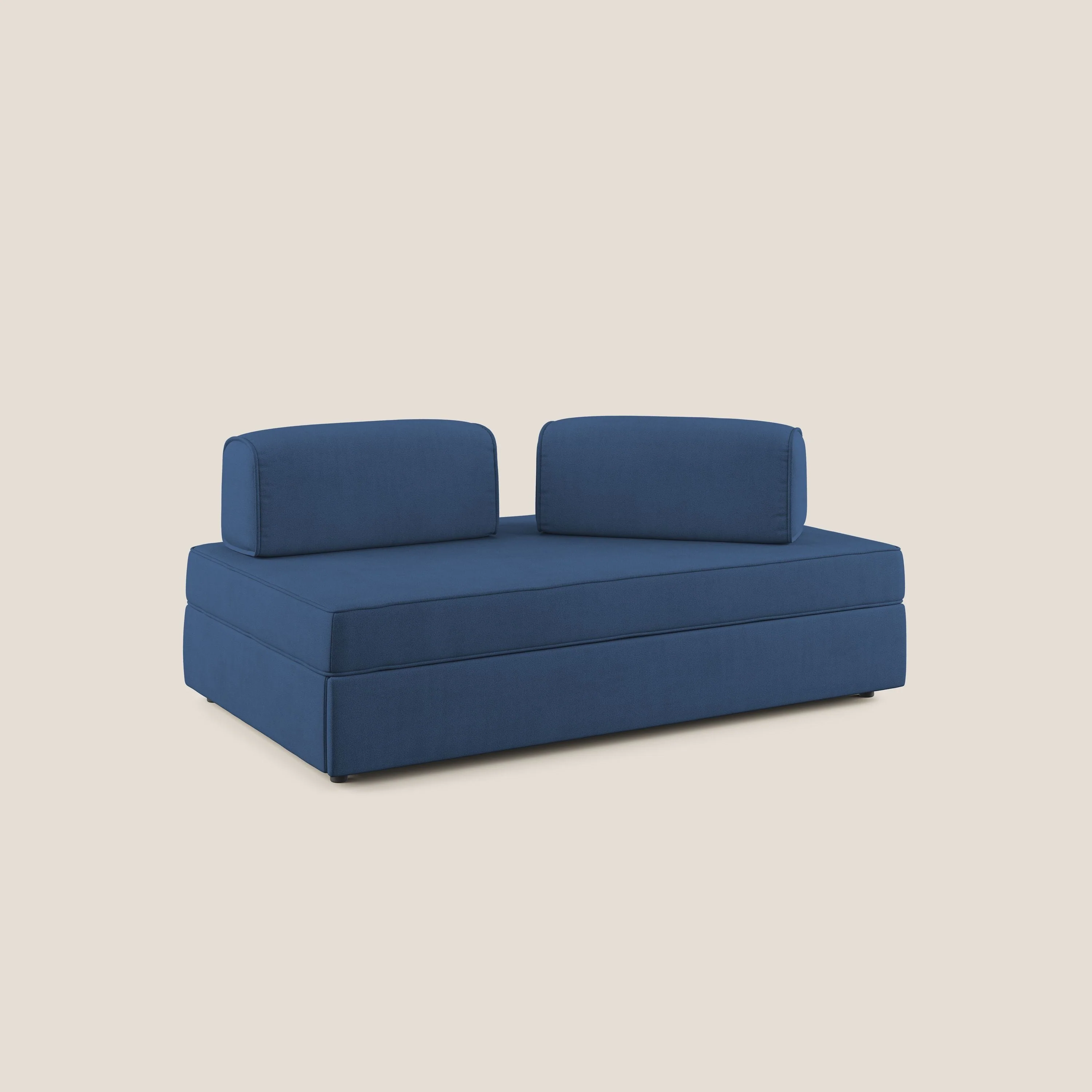 Liberty canapé avec pouf extractible et dossier amovible en tissu doux imperméable T02 bleu - Image 3