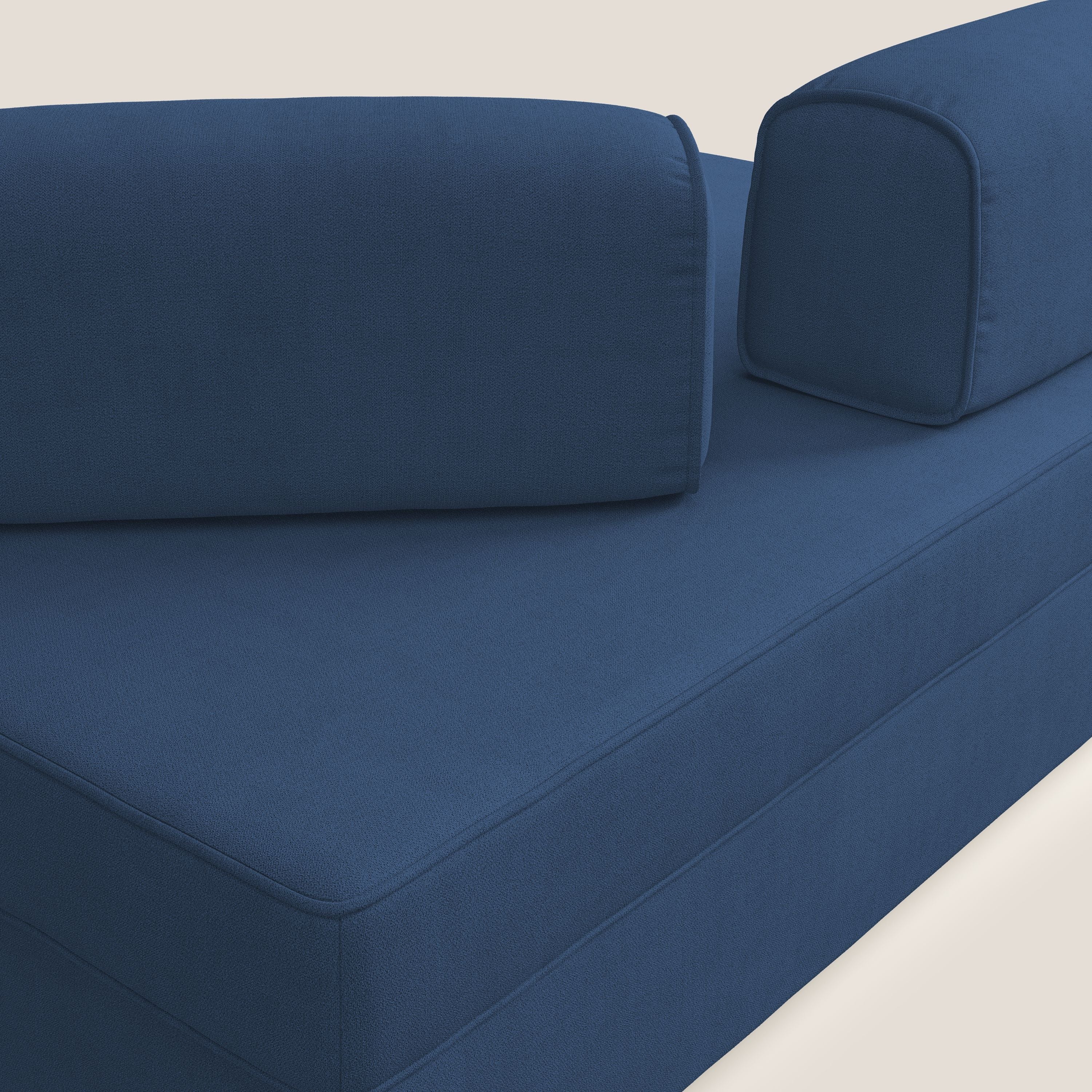 Liberty canapé avec pouf extractible et dossier amovible en tissu doux imperméable T02 bleu - Image 4