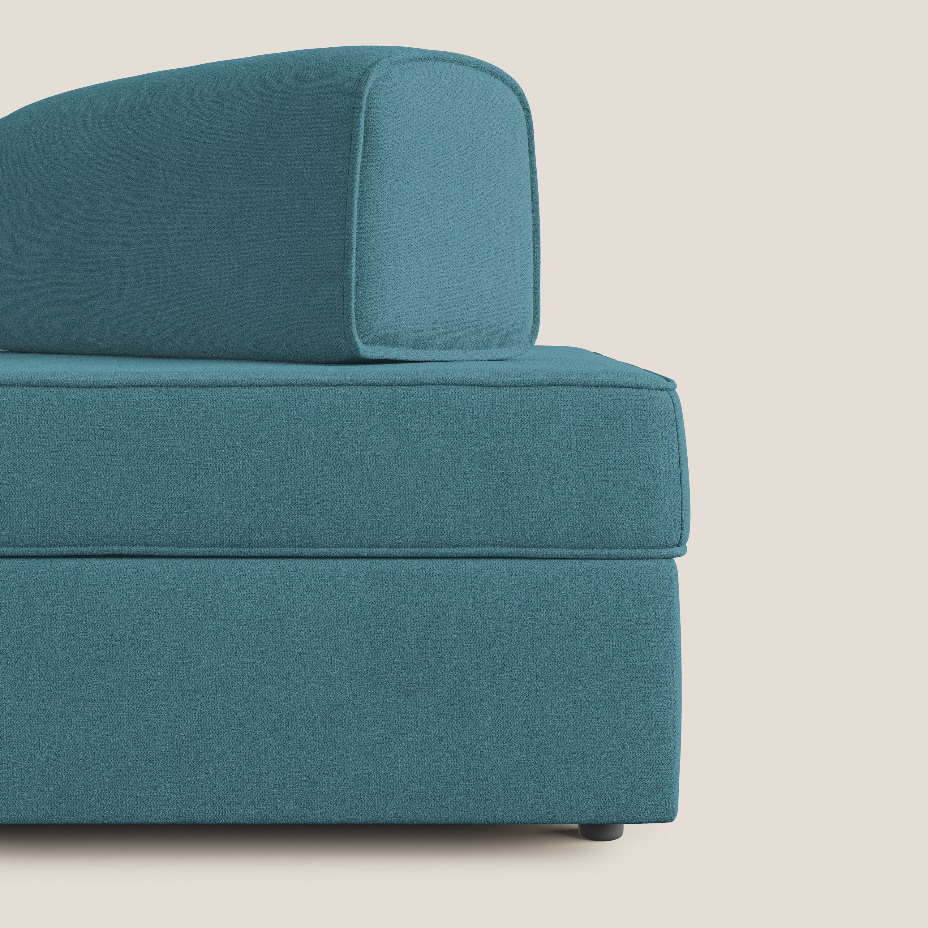 Liberty canapé avec pouf extractible et dossier amovible en tissu doux imperméable T02 bleu ciel - Image 5
