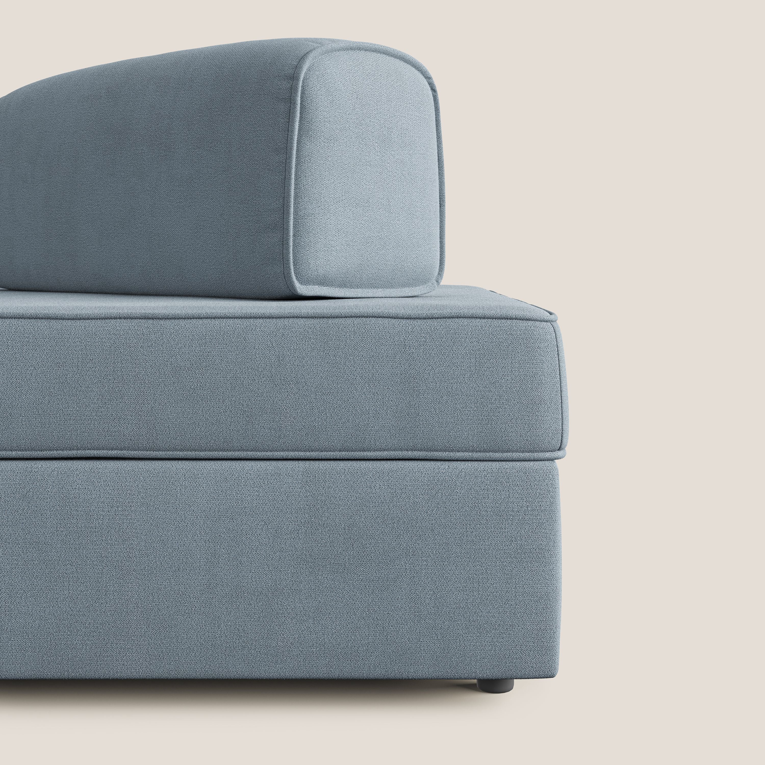 Liberty canapé avec pouf extractible et dossier amovible en tissu doux imperméable T02 bleu gris - Image 10