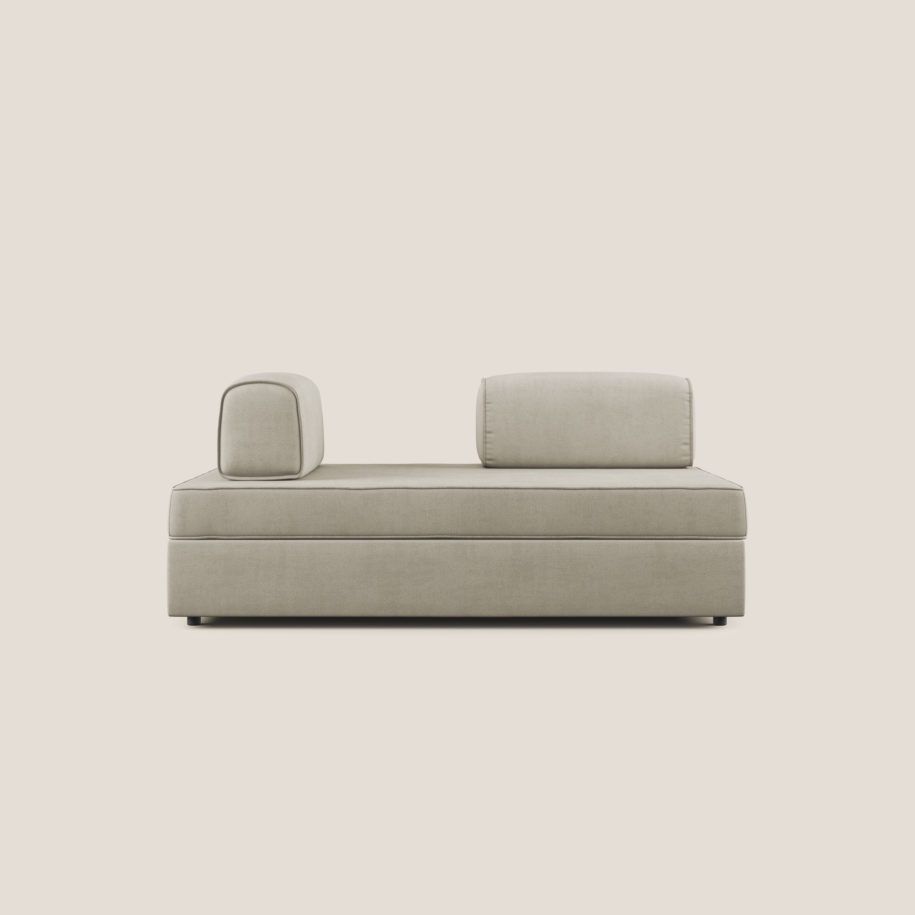 Liberty canapé avec pouf extractible et dossier amovible en tissu doux imperméable T02 crème