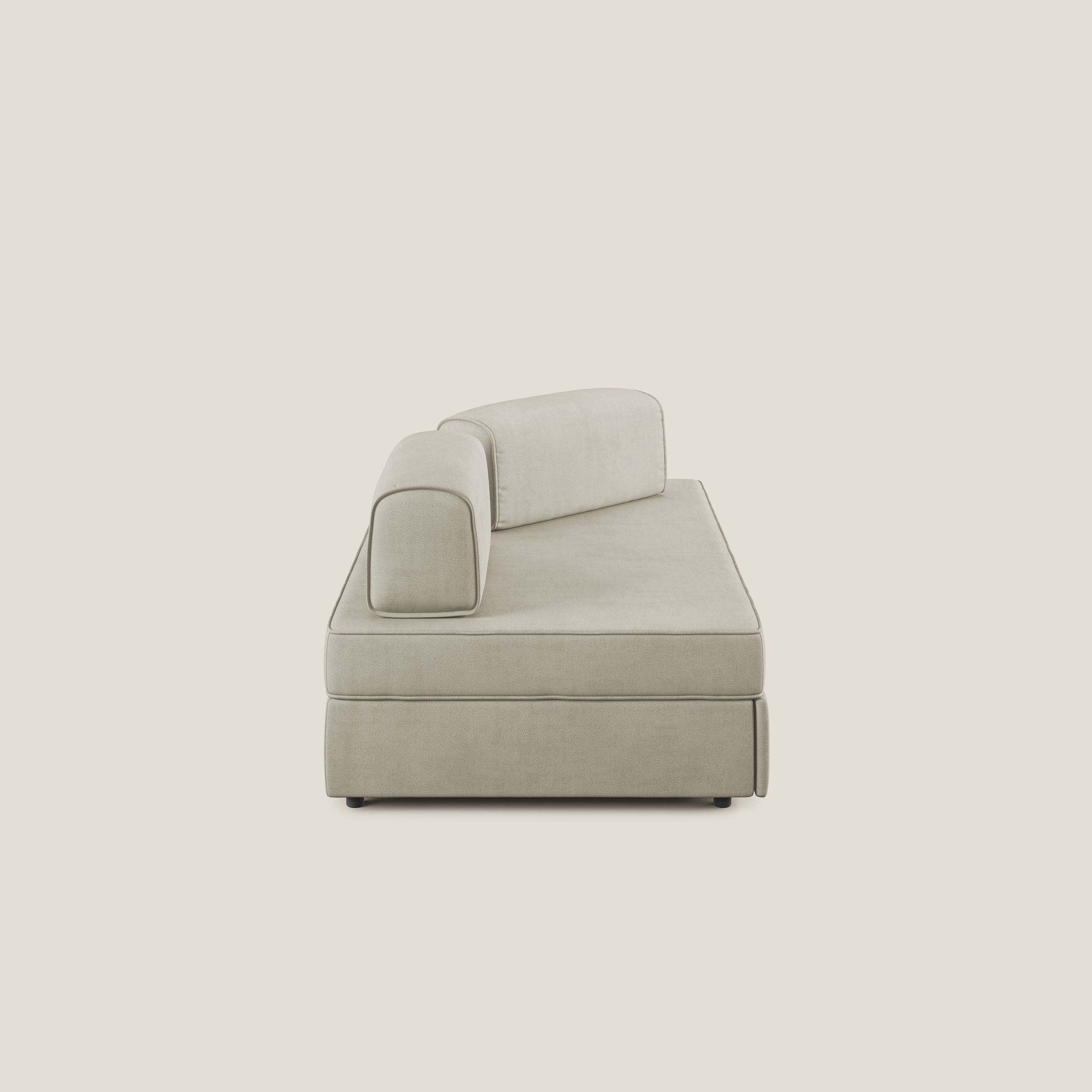 Liberty canapé avec pouf extractible et dossier amovible en tissu doux imperméable T02 crème - Image 4