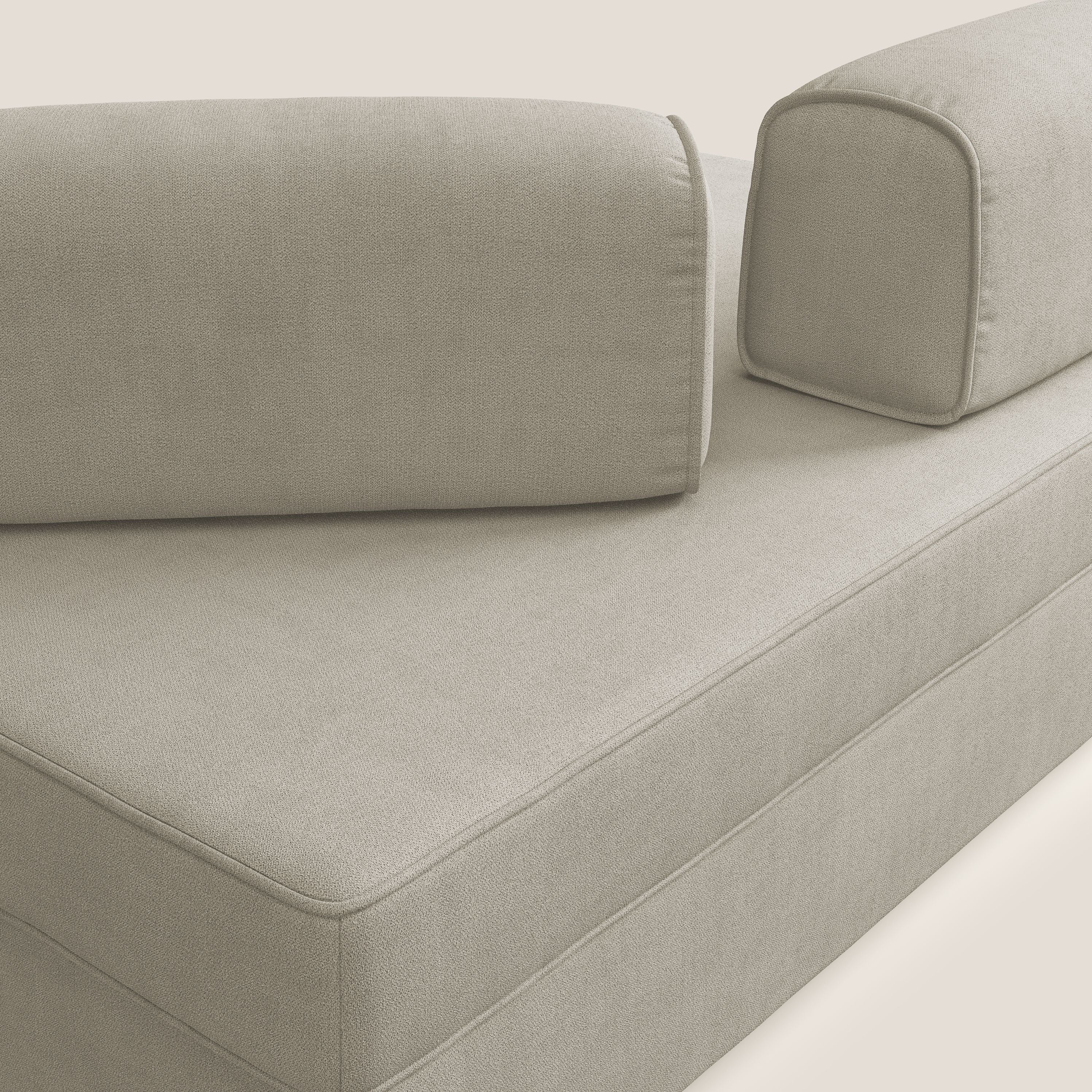 Liberty canapé avec pouf extractible et dossier amovible en tissu doux imperméable T02 crème - Image 5