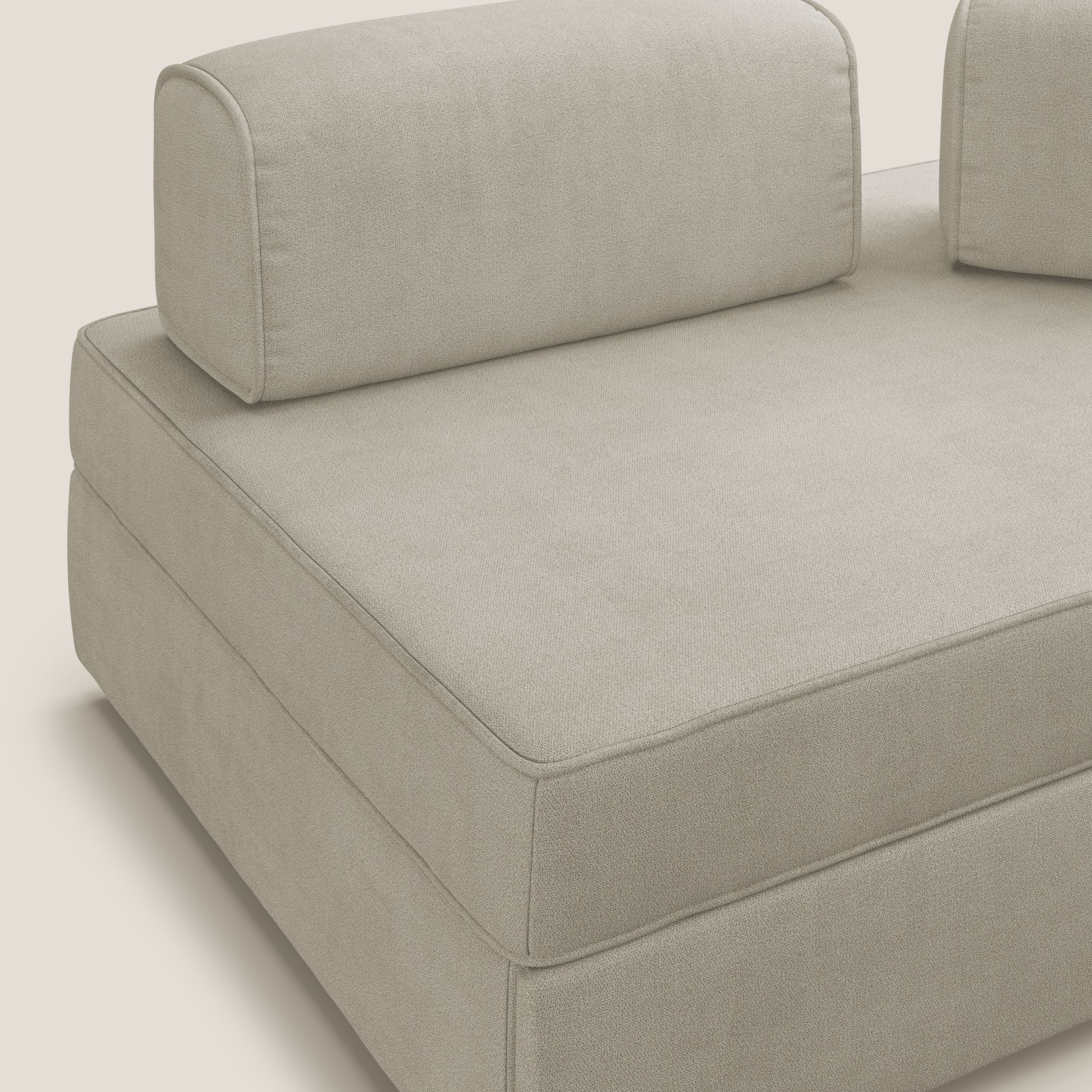Liberty canapé avec pouf extractible et dossier amovible en tissu doux imperméable T02 crème - Image 7