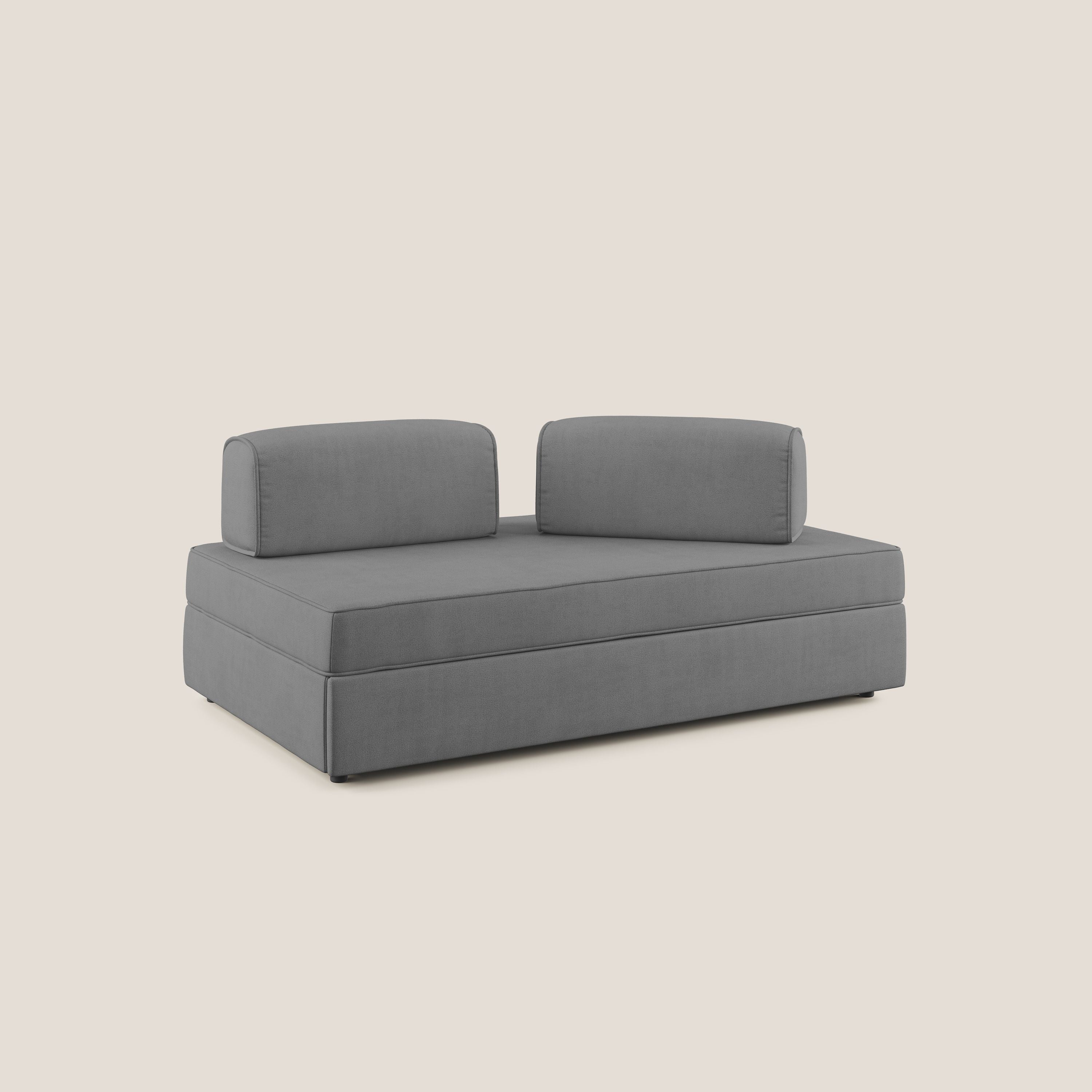 Liberty canapé avec pouf extractible et dossier amovible en tissu doux imperméable T02 gris - Image 3