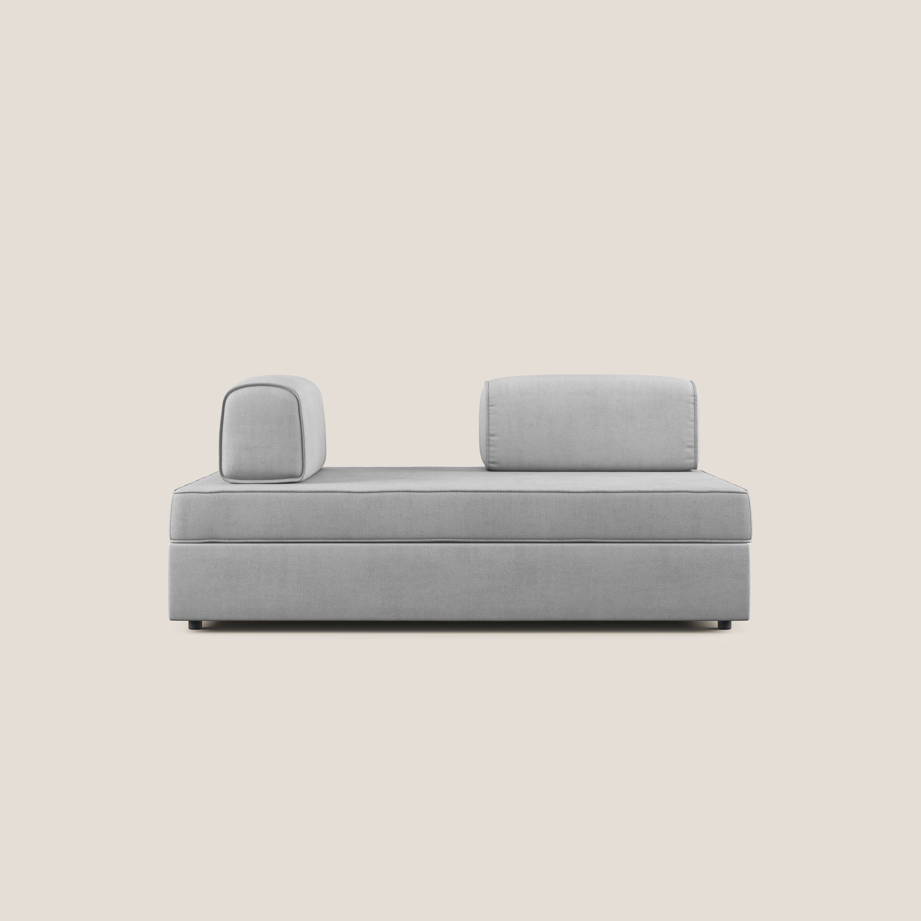 Liberty canapé avec pouf extractible et dossier amovible en tissu doux imperméable T02 gris clair
