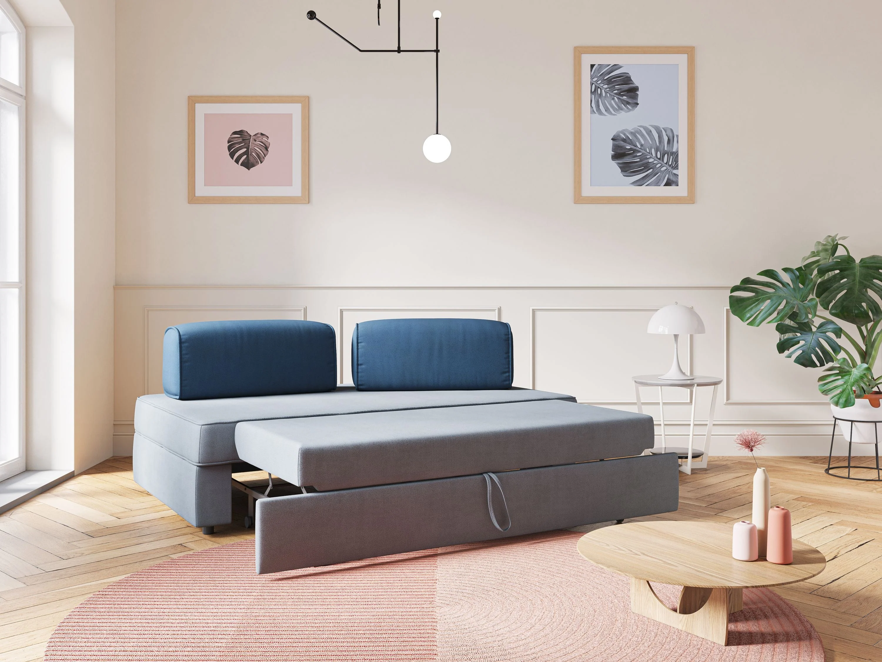 Liberty canapé avec pouf extractible et dossier amovible en tissu doux imperméable T02 gris clair - Image 12