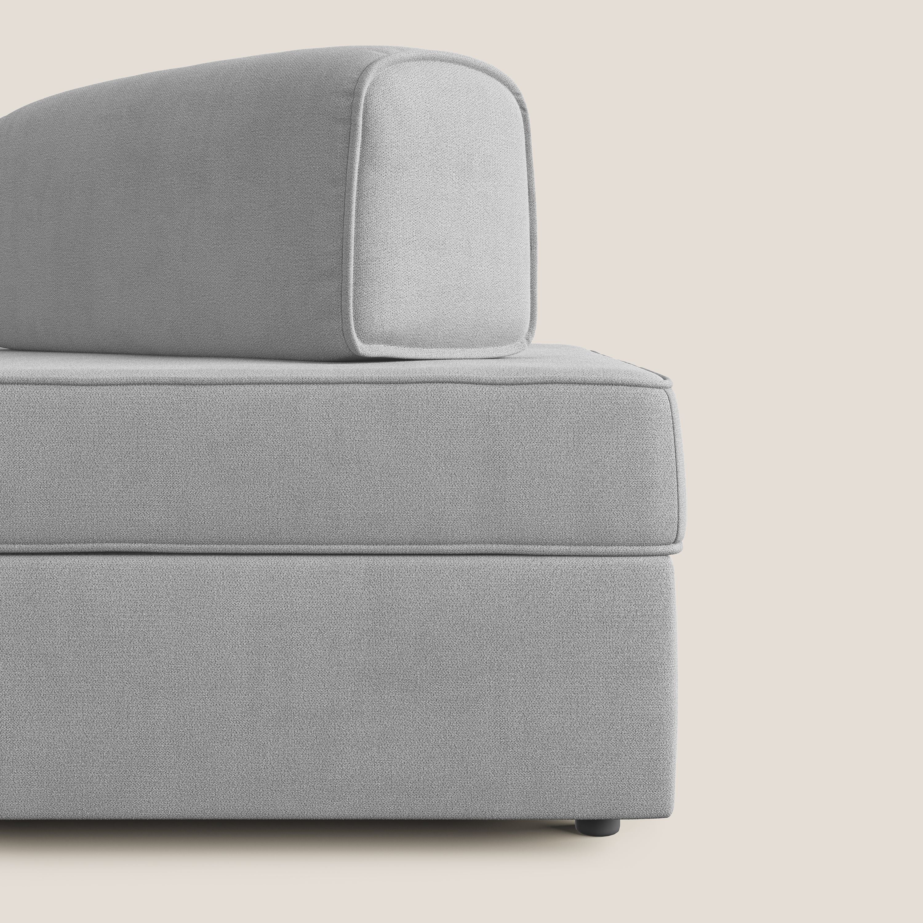 Liberty canapé avec pouf extractible et dossier amovible en tissu doux imperméable T02 gris clair - Image 8