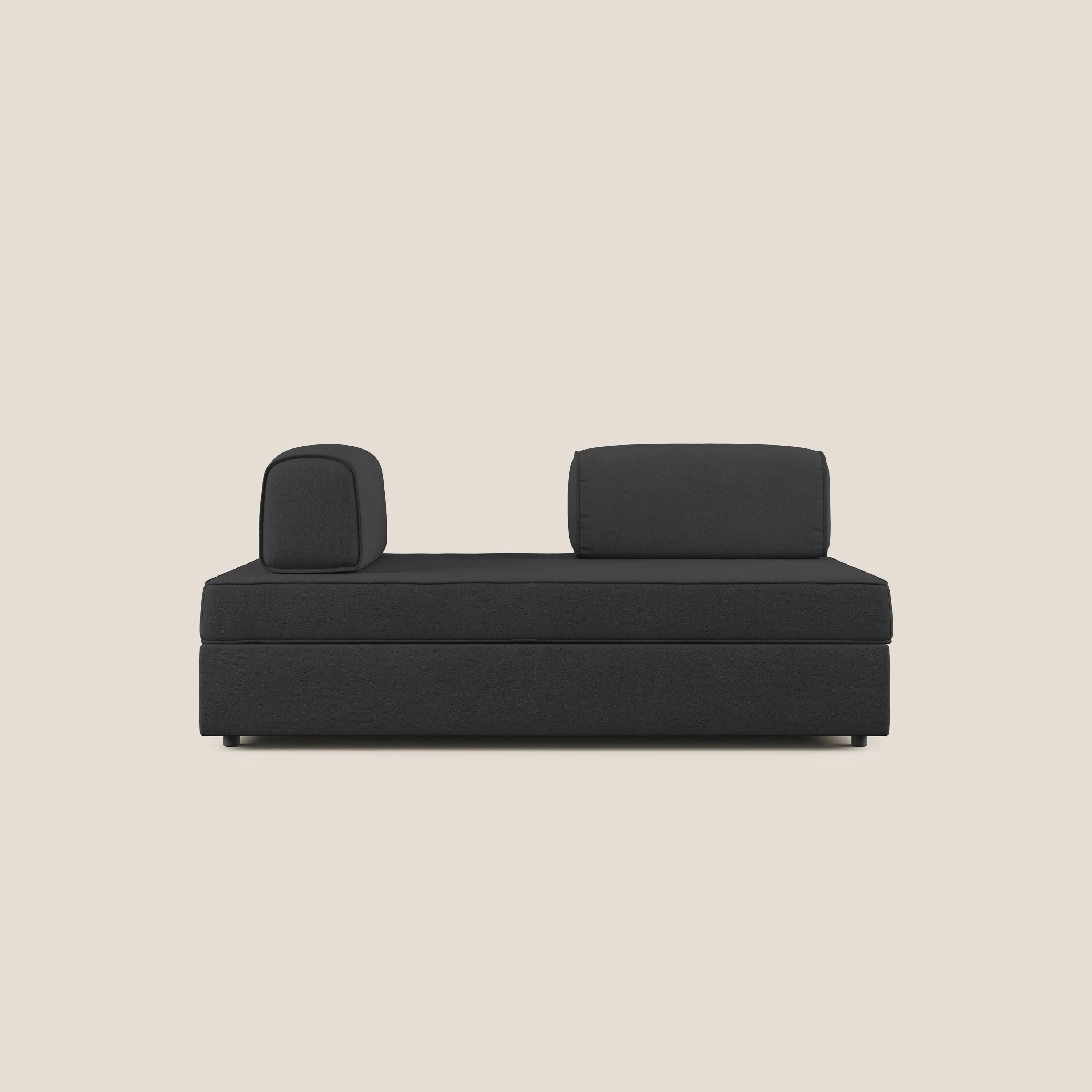 Liberty canapé avec pouf extractible et dossier amovible en tissu doux imperméable T02 noir