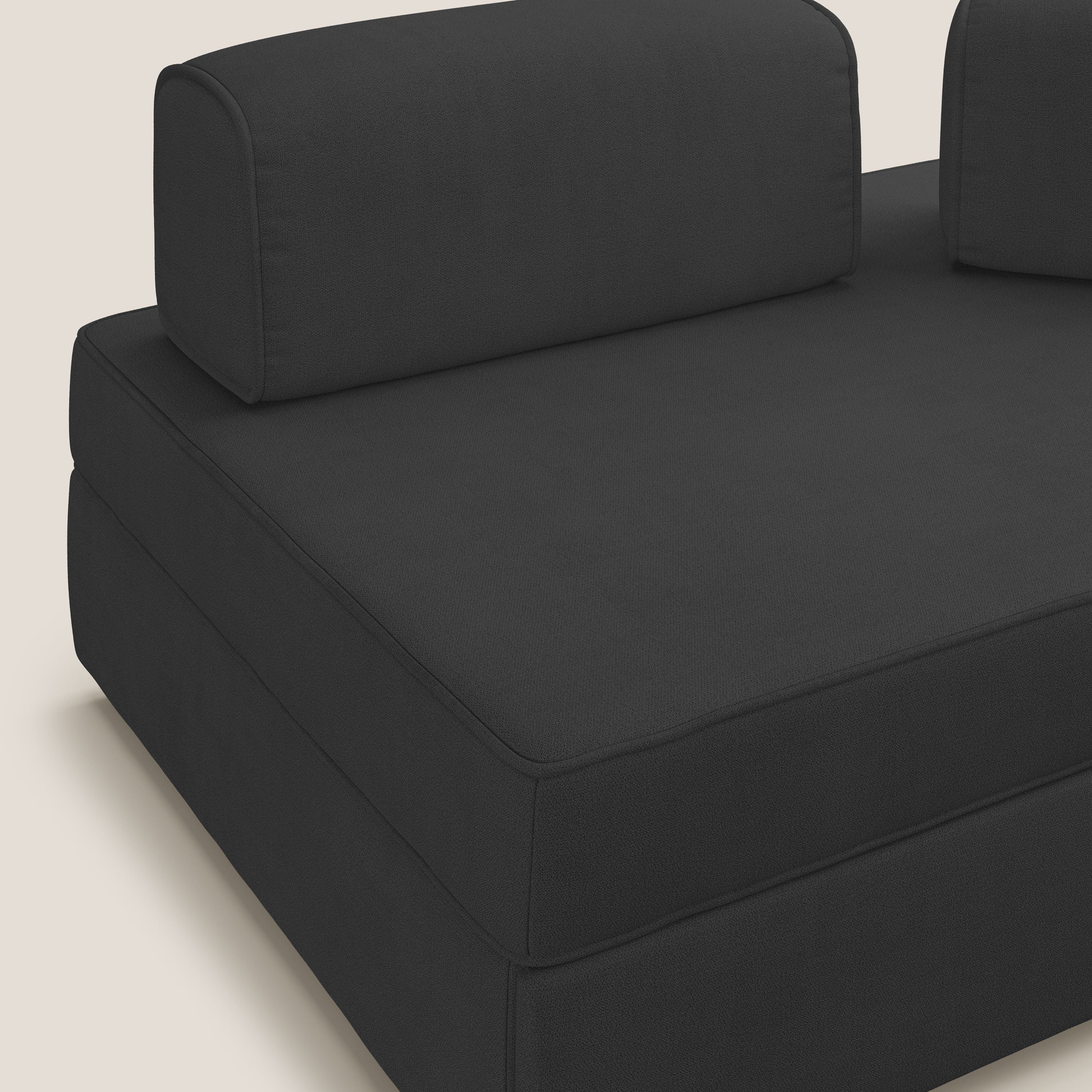 Liberty canapé avec pouf extractible et dossier amovible en tissu doux imperméable T02 noir - Image 7