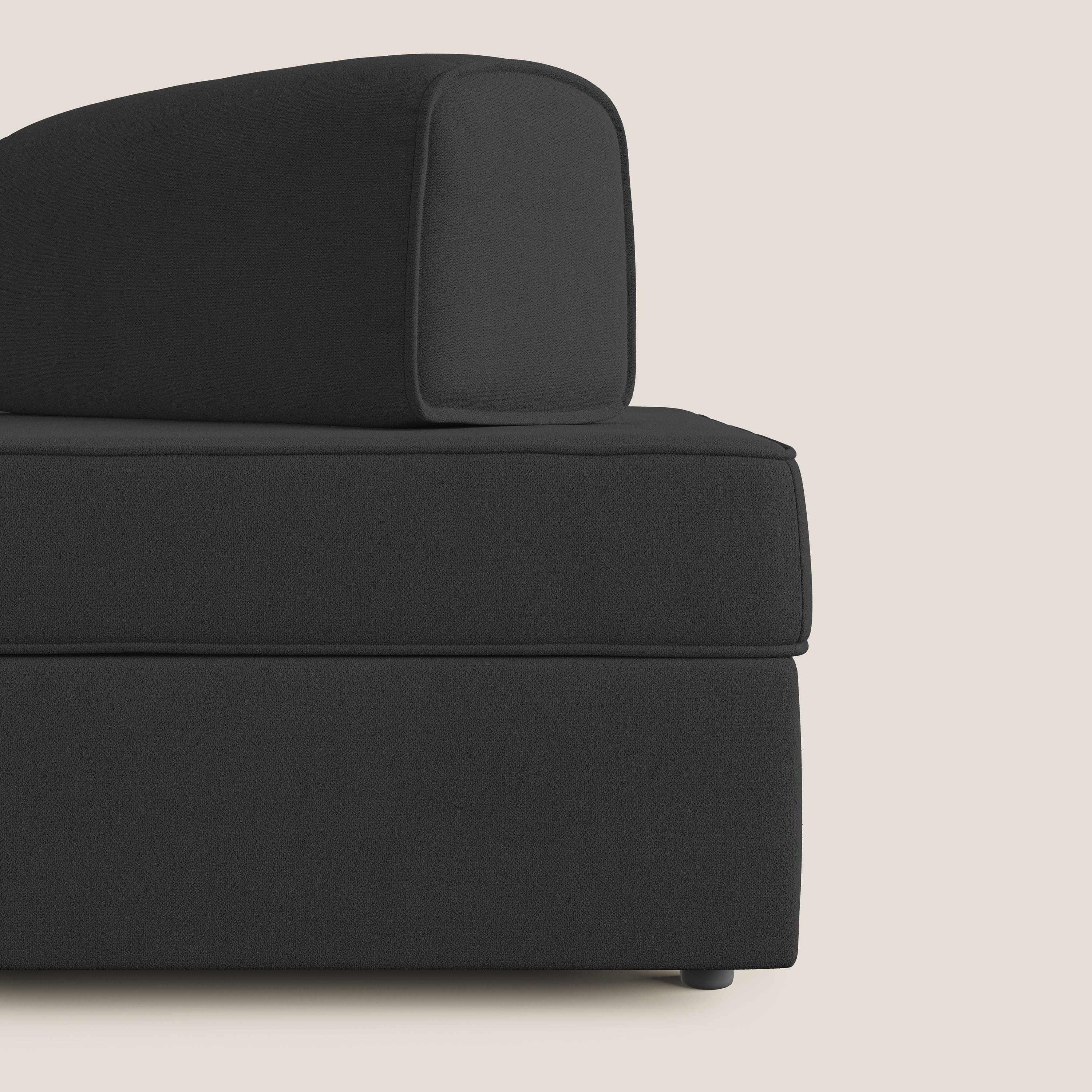 Liberty canapé avec pouf extractible et dossier amovible en tissu doux imperméable T02 noir - Image 8
