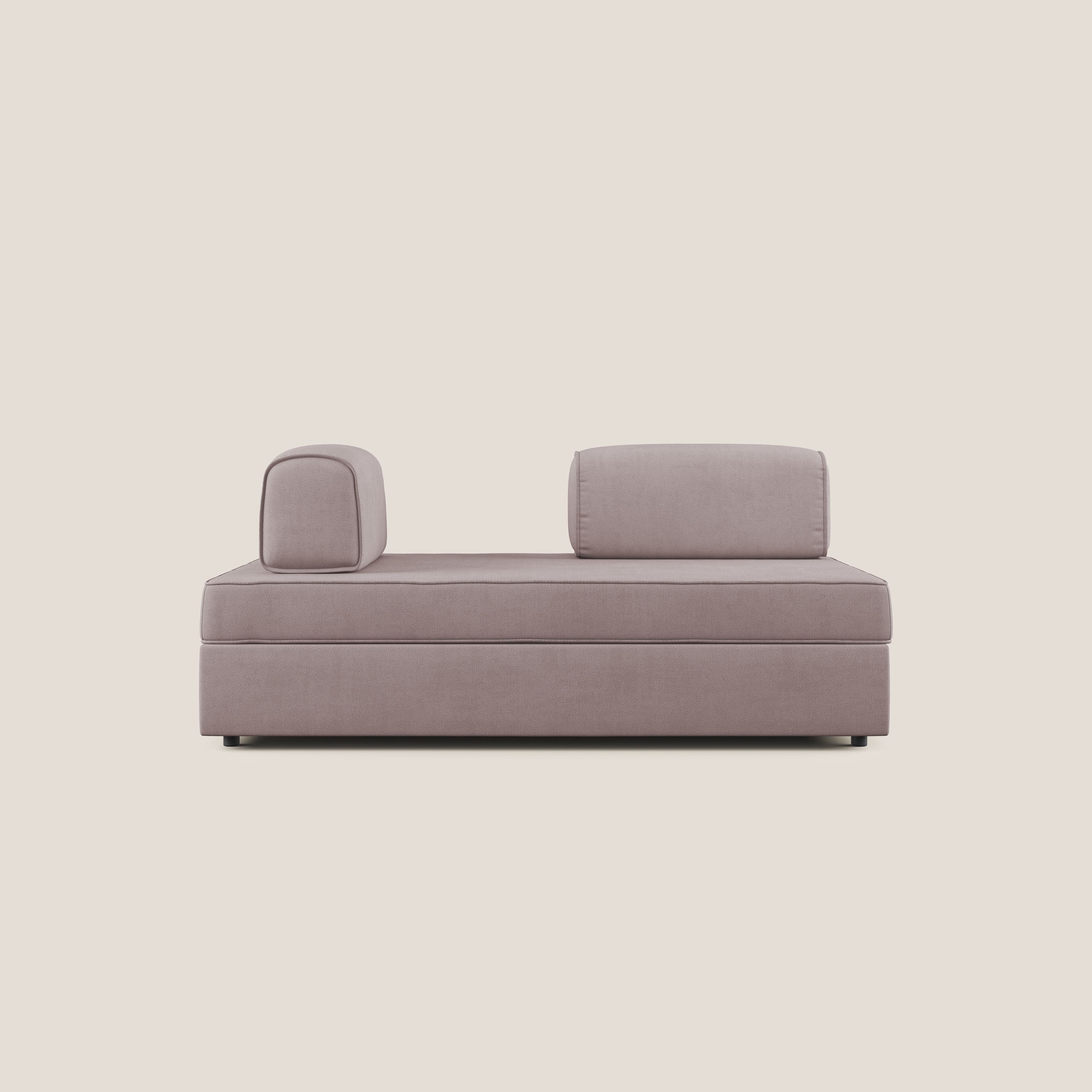 Liberty canapé avec pouf extractible et dossier amovible en tissu doux imperméable T02 rose
