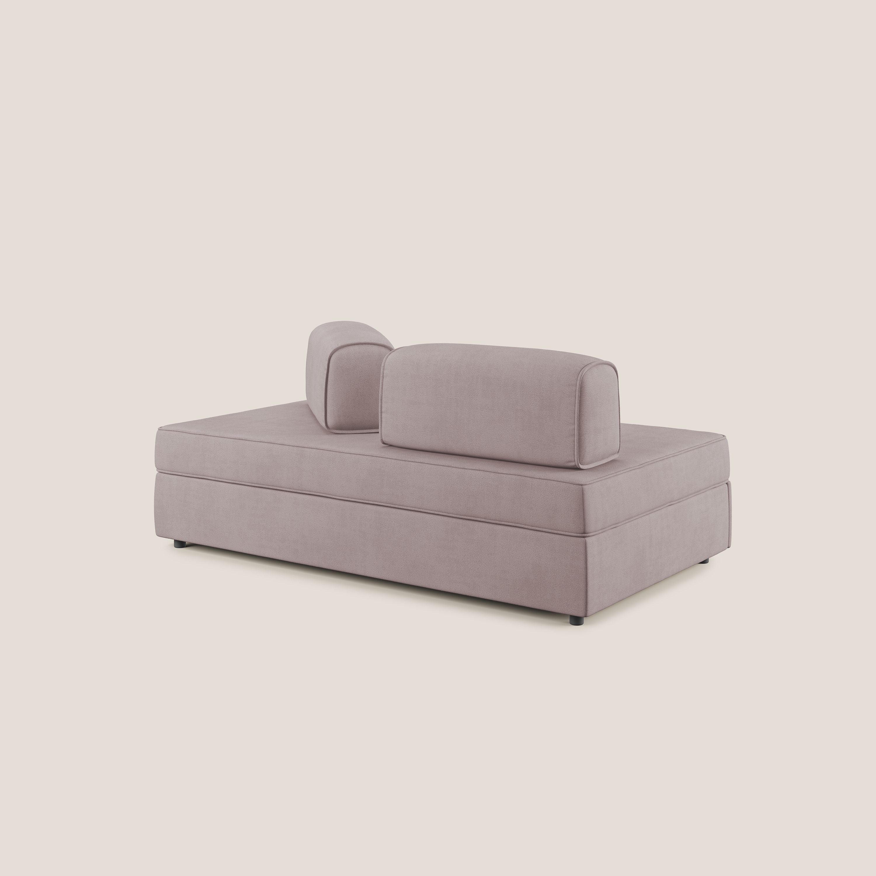 Liberty canapé avec pouf extractible et dossier amovible en tissu doux imperméable T02 rose - Image 6