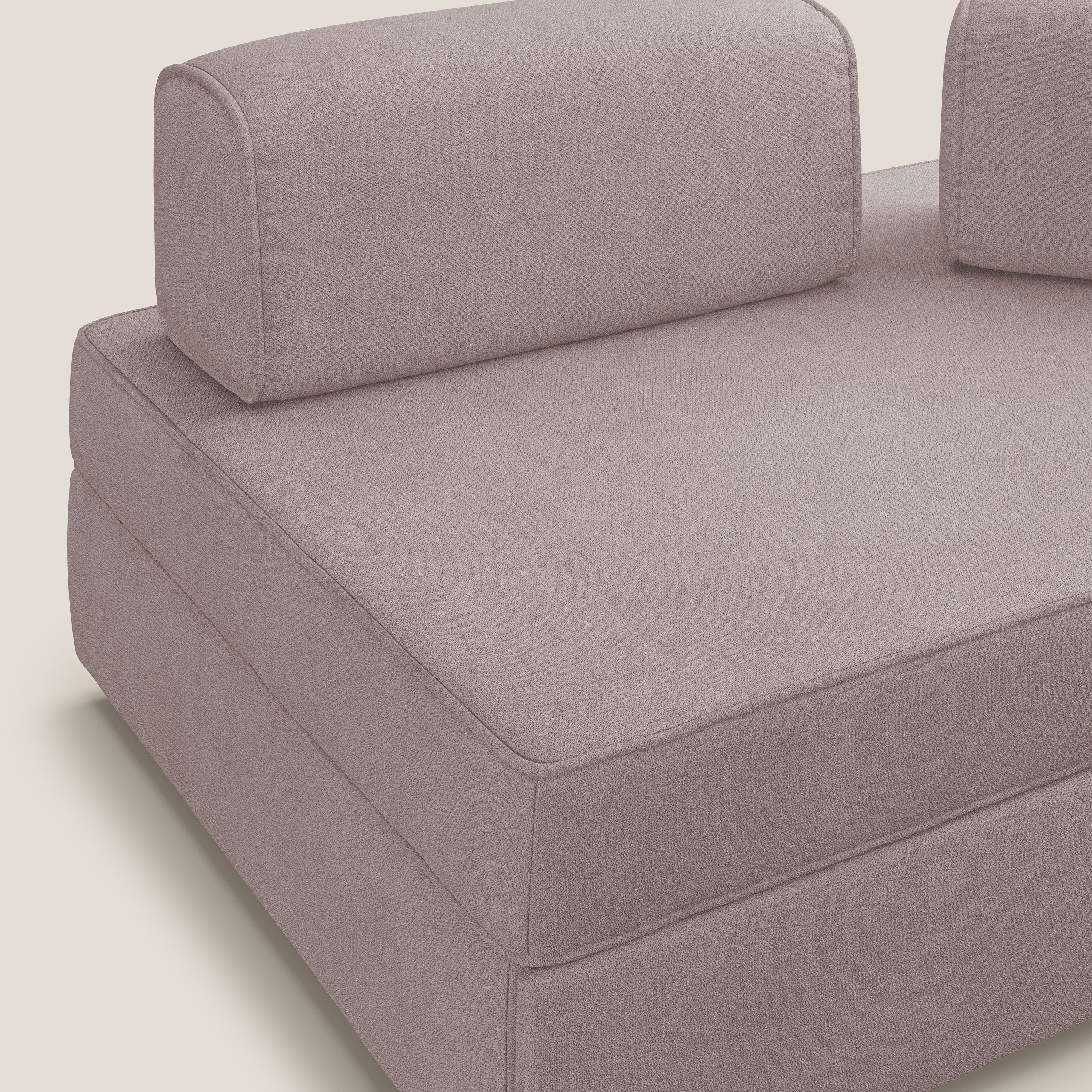 Liberty canapé avec pouf extractible et dossier amovible en tissu doux imperméable T02 rose - Image 7