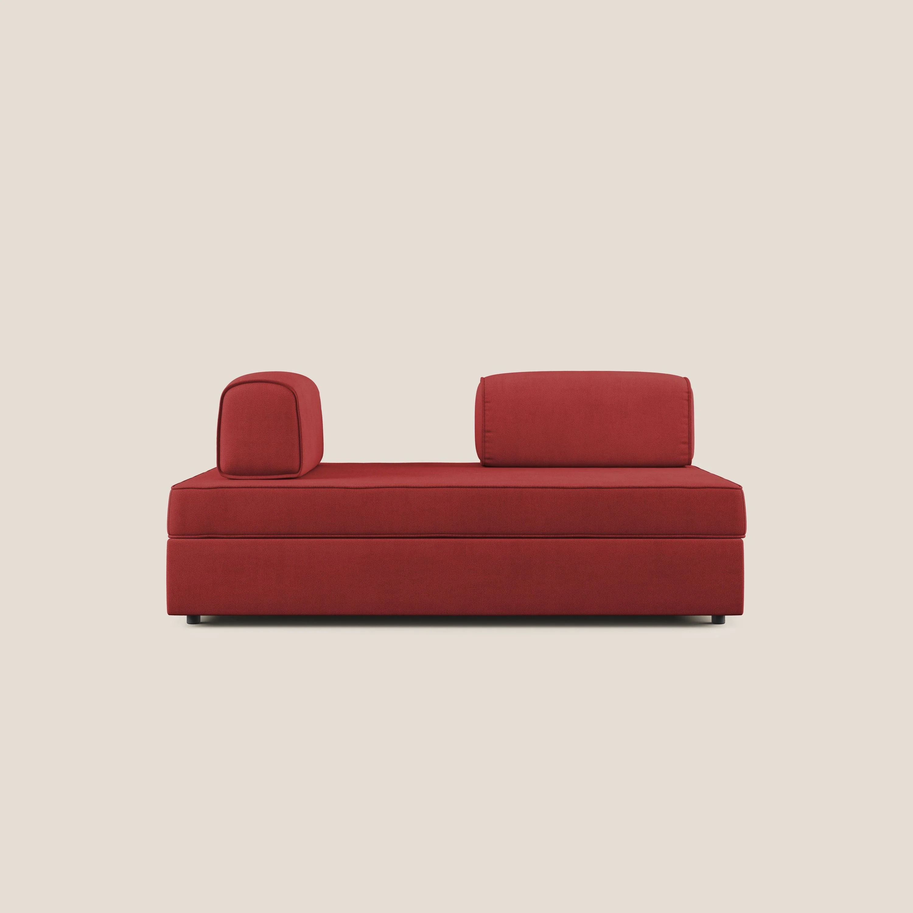 Liberty canapé avec pouf extractible et dossier amovible en tissu doux imperméable T02 rouge