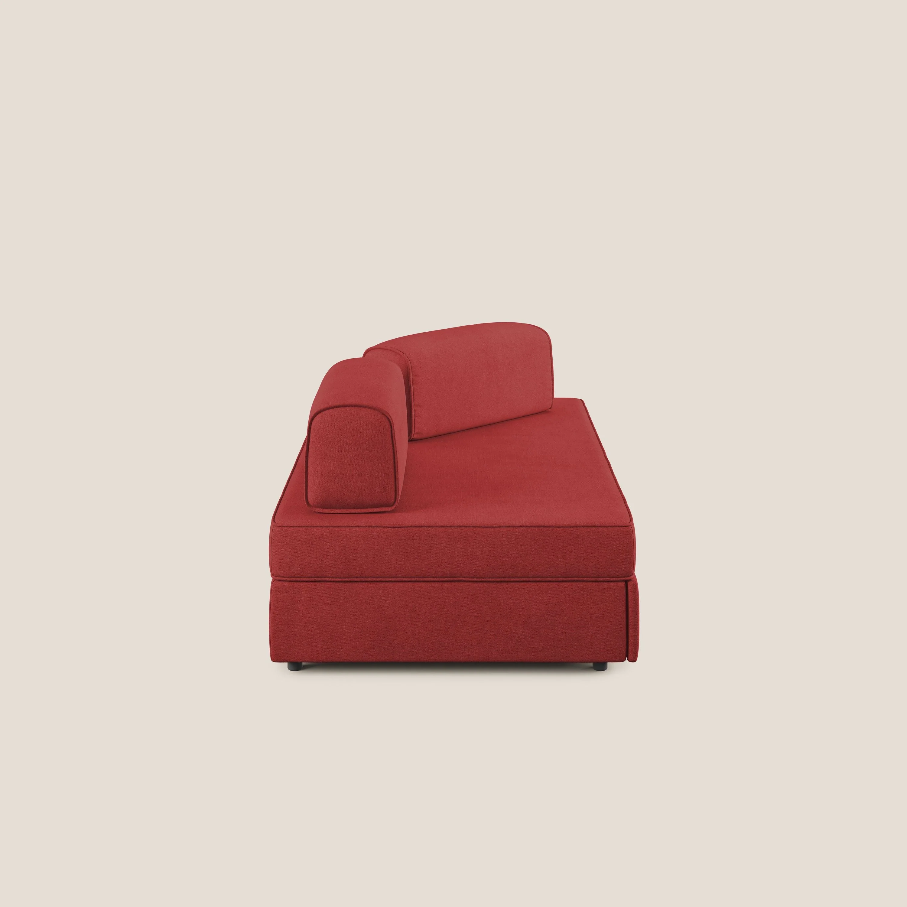 Liberty canapé avec pouf extractible et dossier amovible en tissu doux imperméable T02 rouge - Image 4