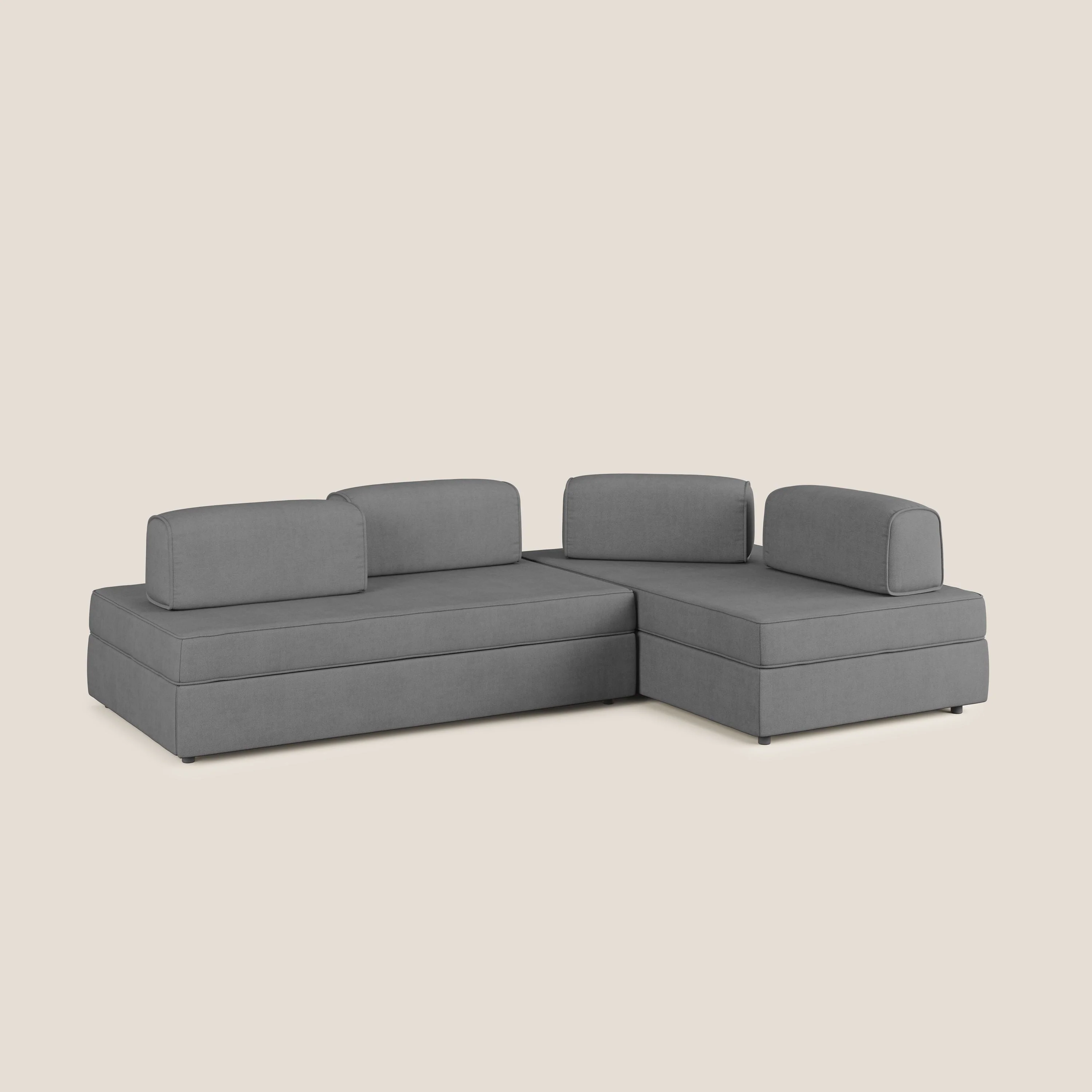Liberty Canapé d'angle avec pouf extractible et dossiers amovibles en tissu doux imperméable T02 gris - Image 3