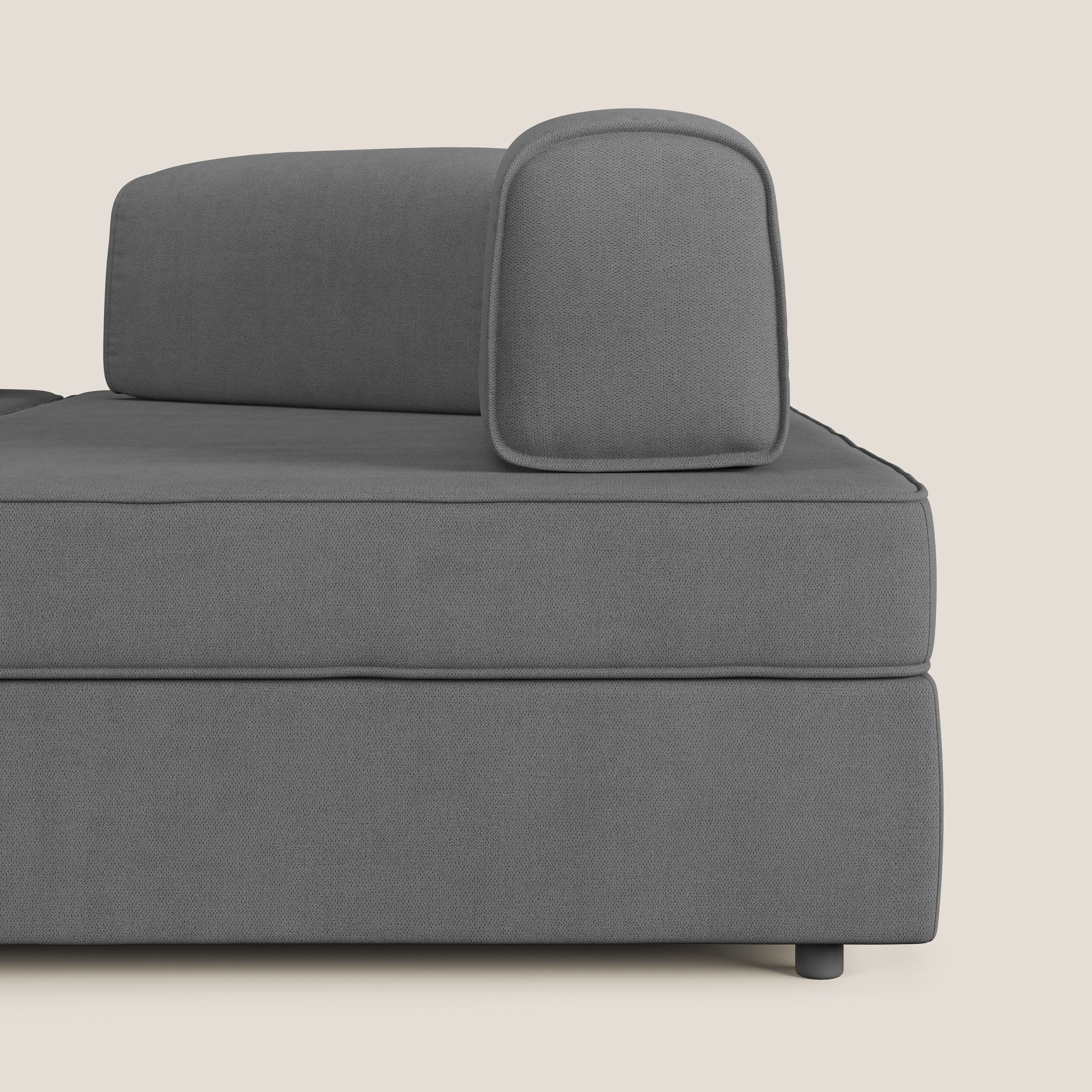 Liberty Canapé d'angle avec pouf extractible et dossiers amovibles en tissu doux imperméable T02 gris - Image 7