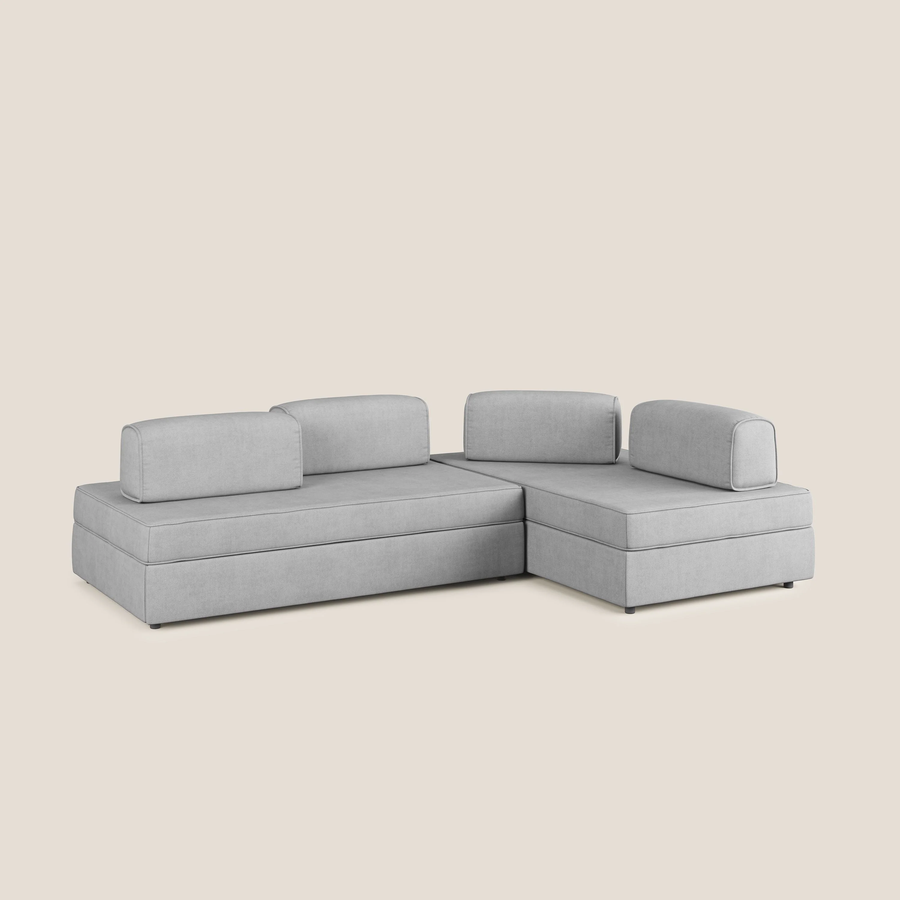 Liberty Canapé d'angle avec pouf extractible et dossiers amovibles en tissu doux imperméable T02 gris clair - Image 3
