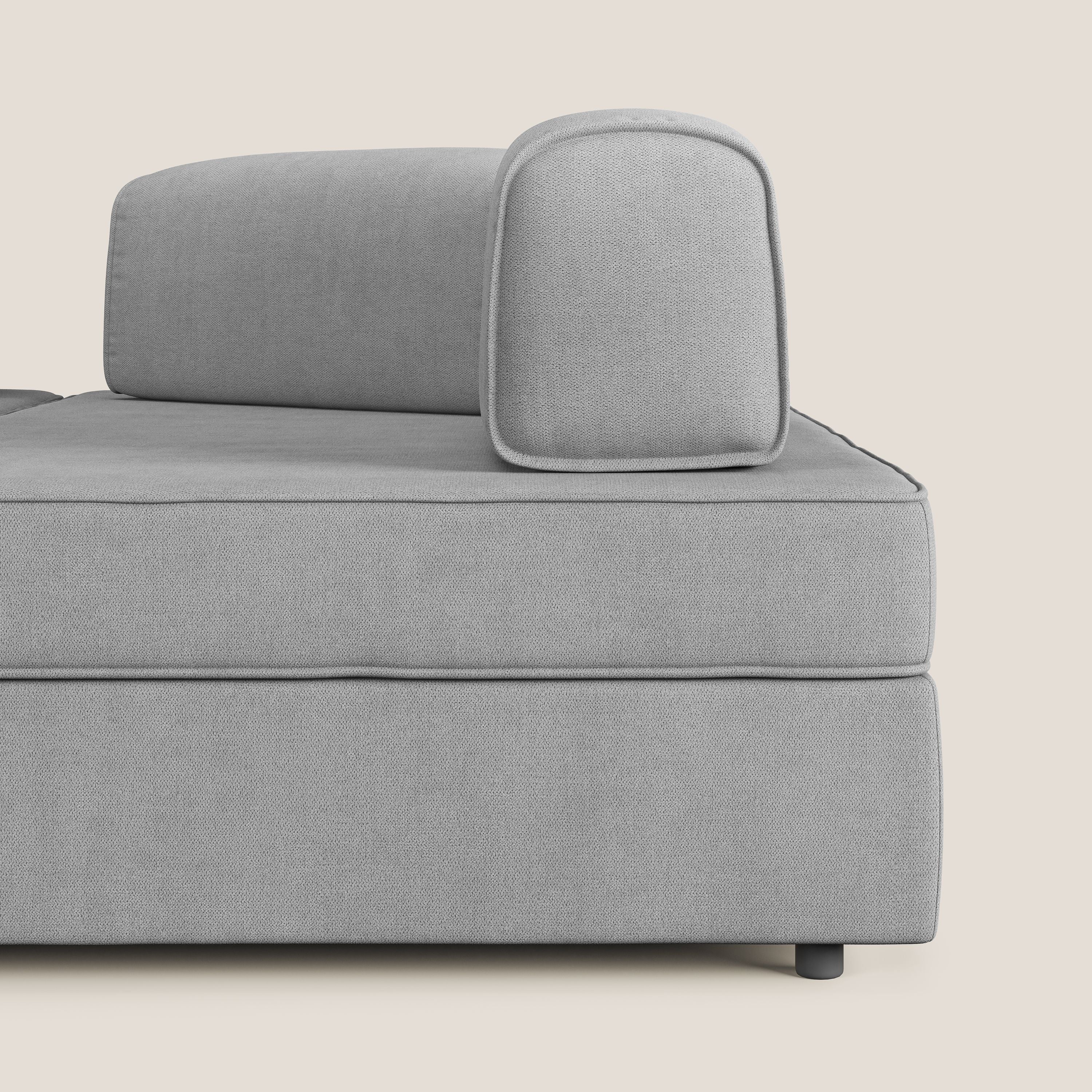 Liberty Canapé d'angle avec pouf extractible et dossiers amovibles en tissu doux imperméable T02 gris clair - Image 7