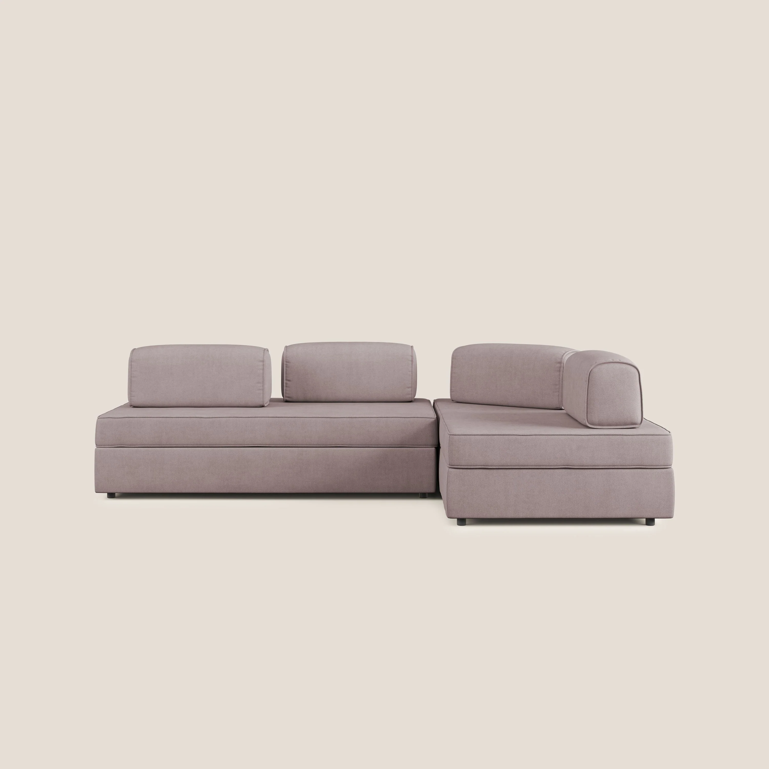 Liberty Canapé d'angle avec pouf extractible et dossiers amovibles en tissu doux imperméable T02 rose