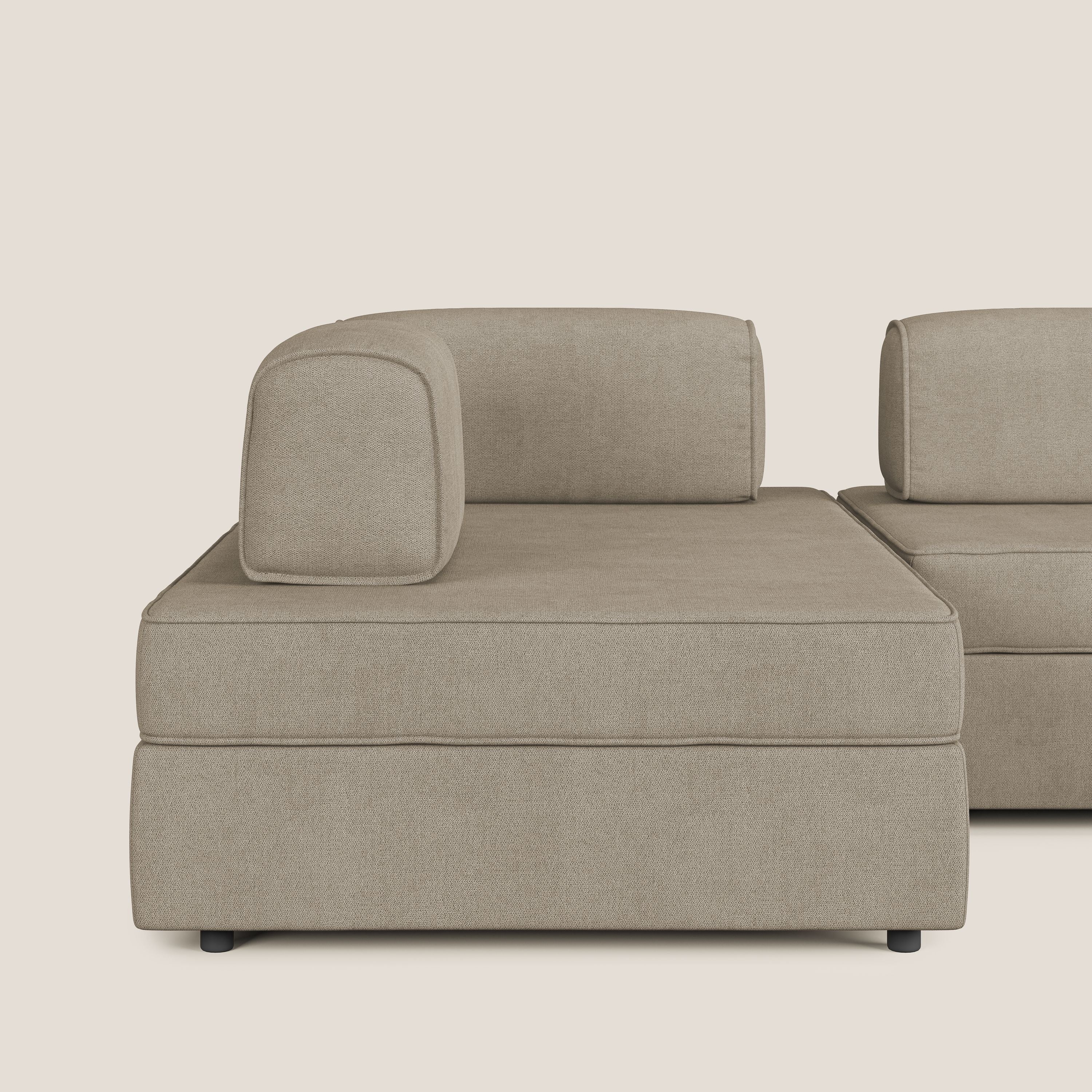 Liberty Canapé panoramique avec pouf extractible et dossiers amovibles en tissu doux imperméable T02 beige - Image 8