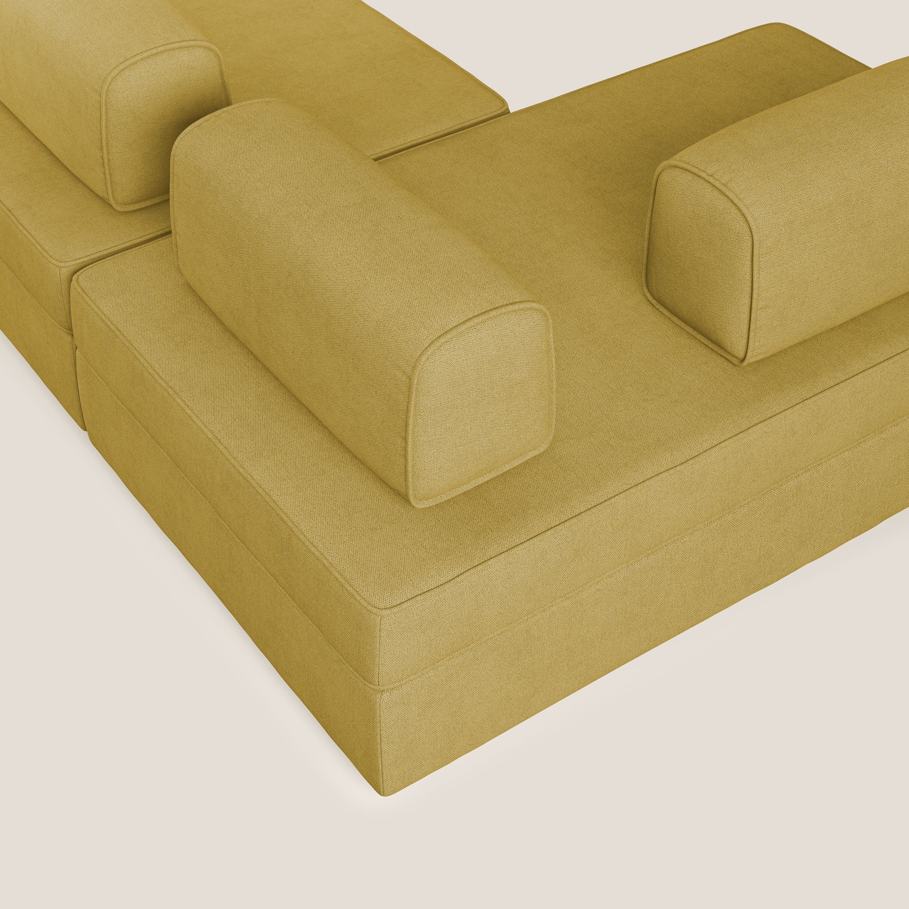 Liberty Canapé panoramique avec pouf extractible et dossiers amovibles en tissu doux imperméable T02 jaune - Image 7