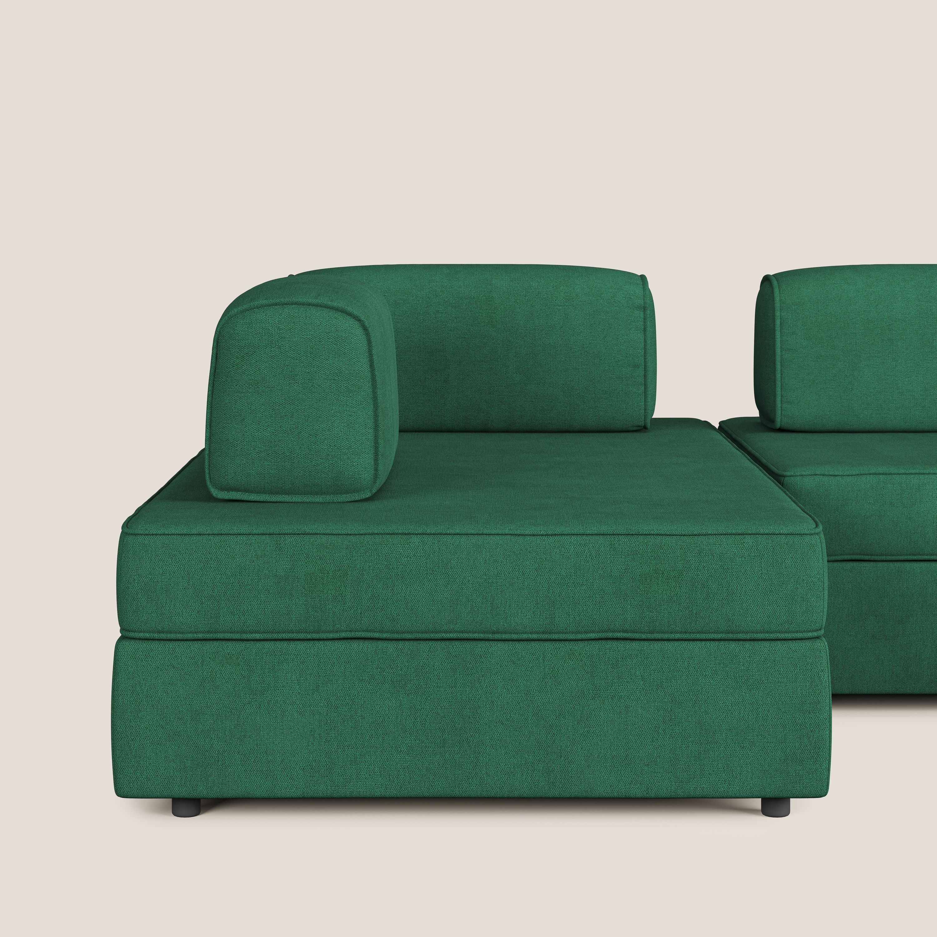 Liberty Canapé panoramique avec pouf extractible et dossiers amovibles en tissu doux imperméable T02 vert - Image 10