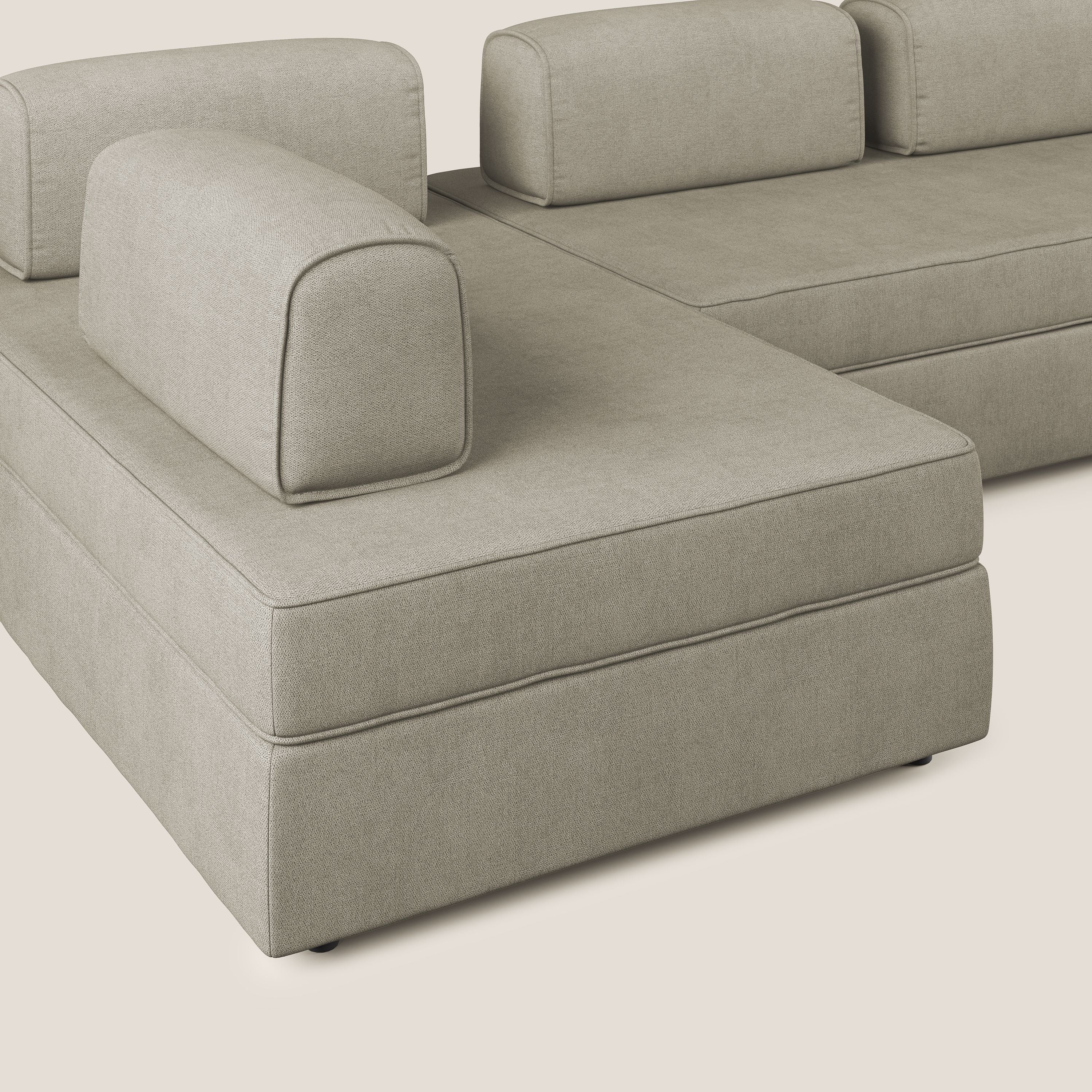 Liberty Canapé panoramique avec pouf extractible et dossiers amovibles en tissu doux imperméable T02 crème - Image 6