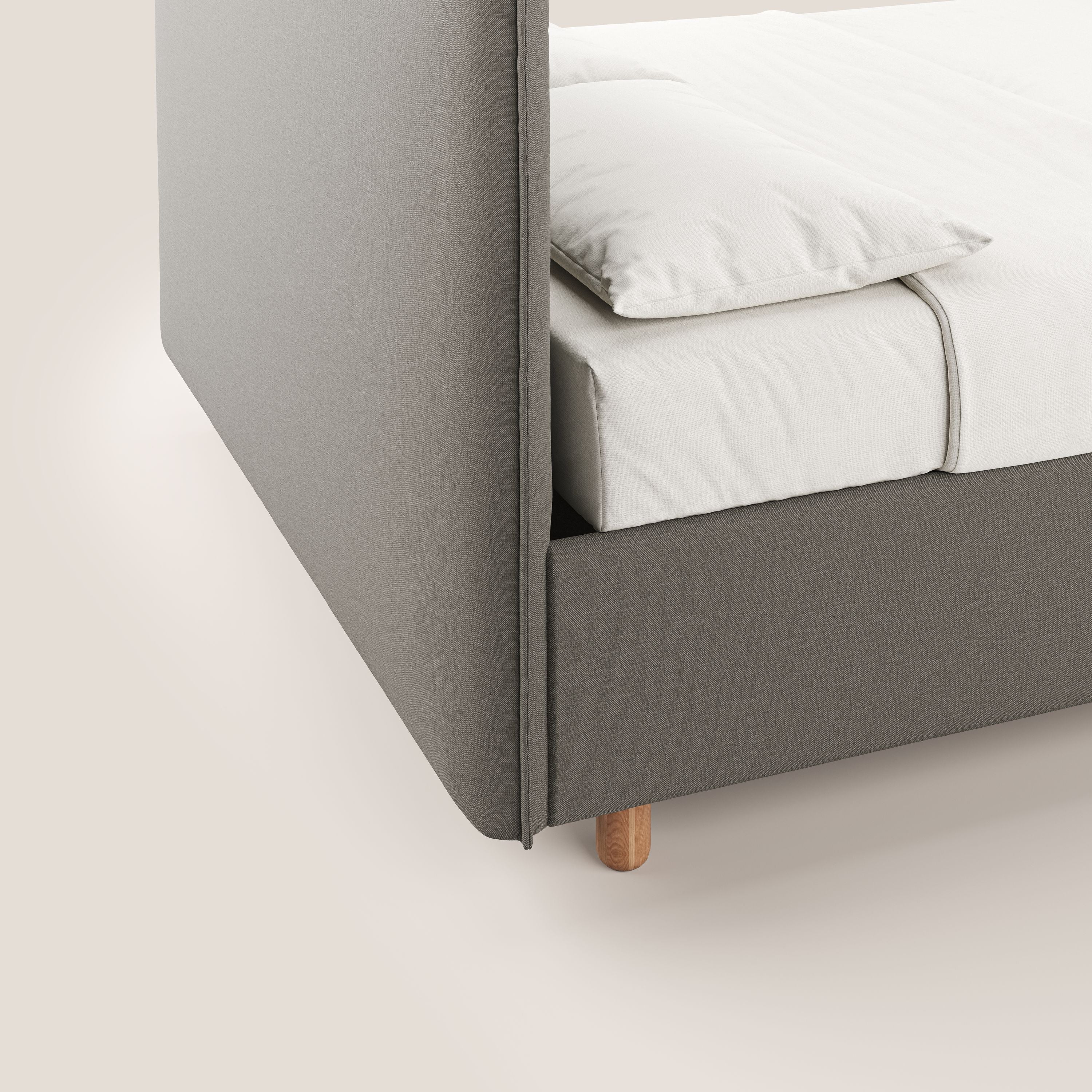 Lothar Lit avec maxi coffre aux dimensions réduites en tissu imperméable T13 Taupe tortora - Image 7