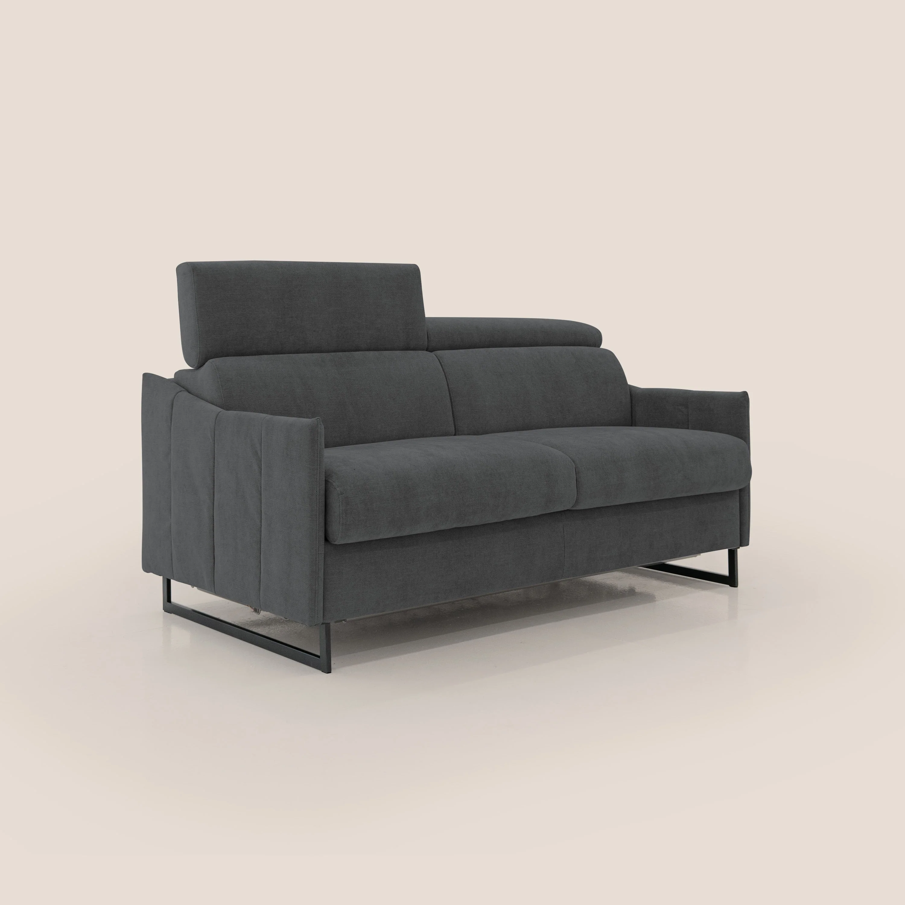 Loto canapé convertible compact avec matelas H 18cm et pieds hauts en tissu imperméable T14 anthracite - Image 3
