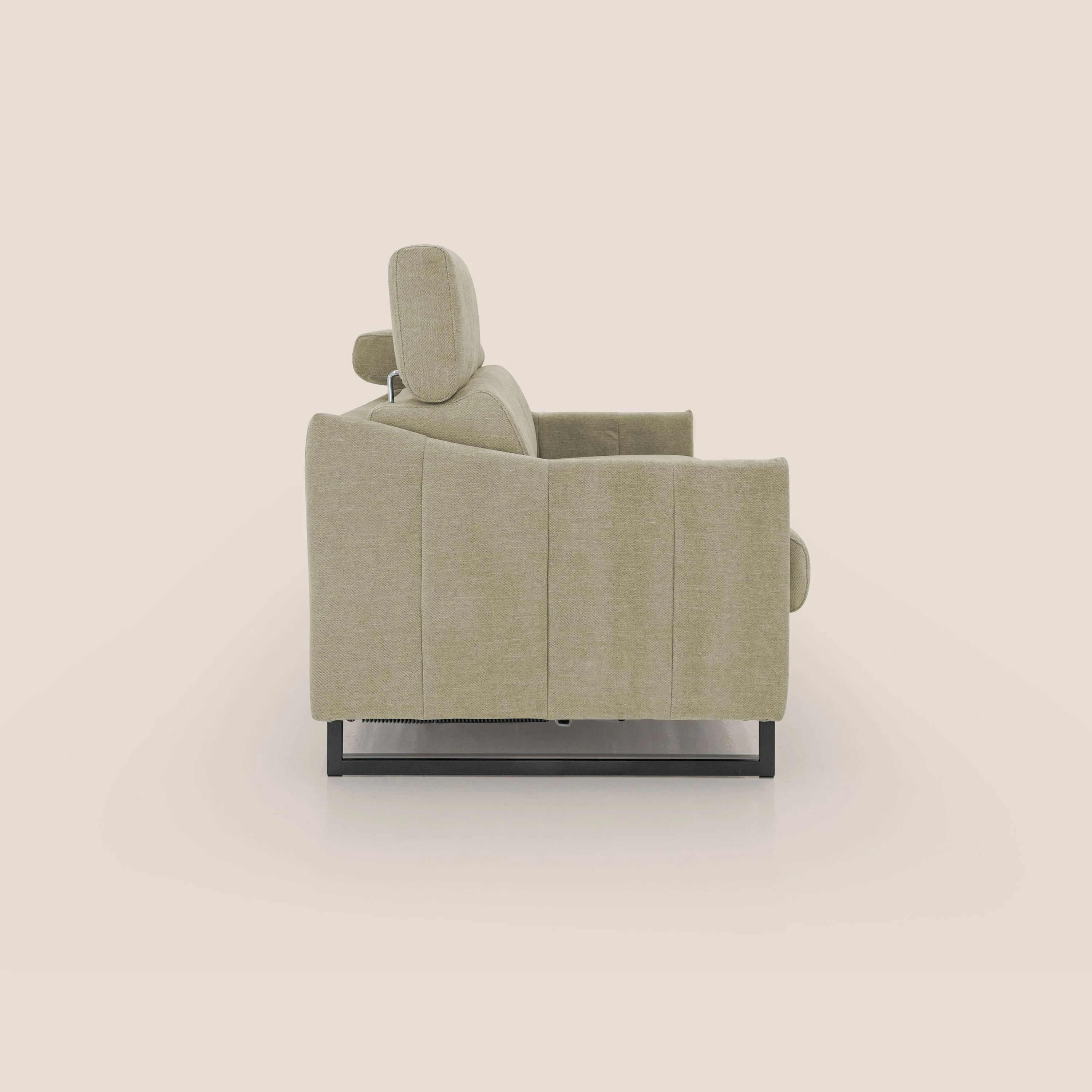 Loto canapé convertible compact avec matelas H 18cm et pieds hauts en tissu imperméable T14 beige - Image 7