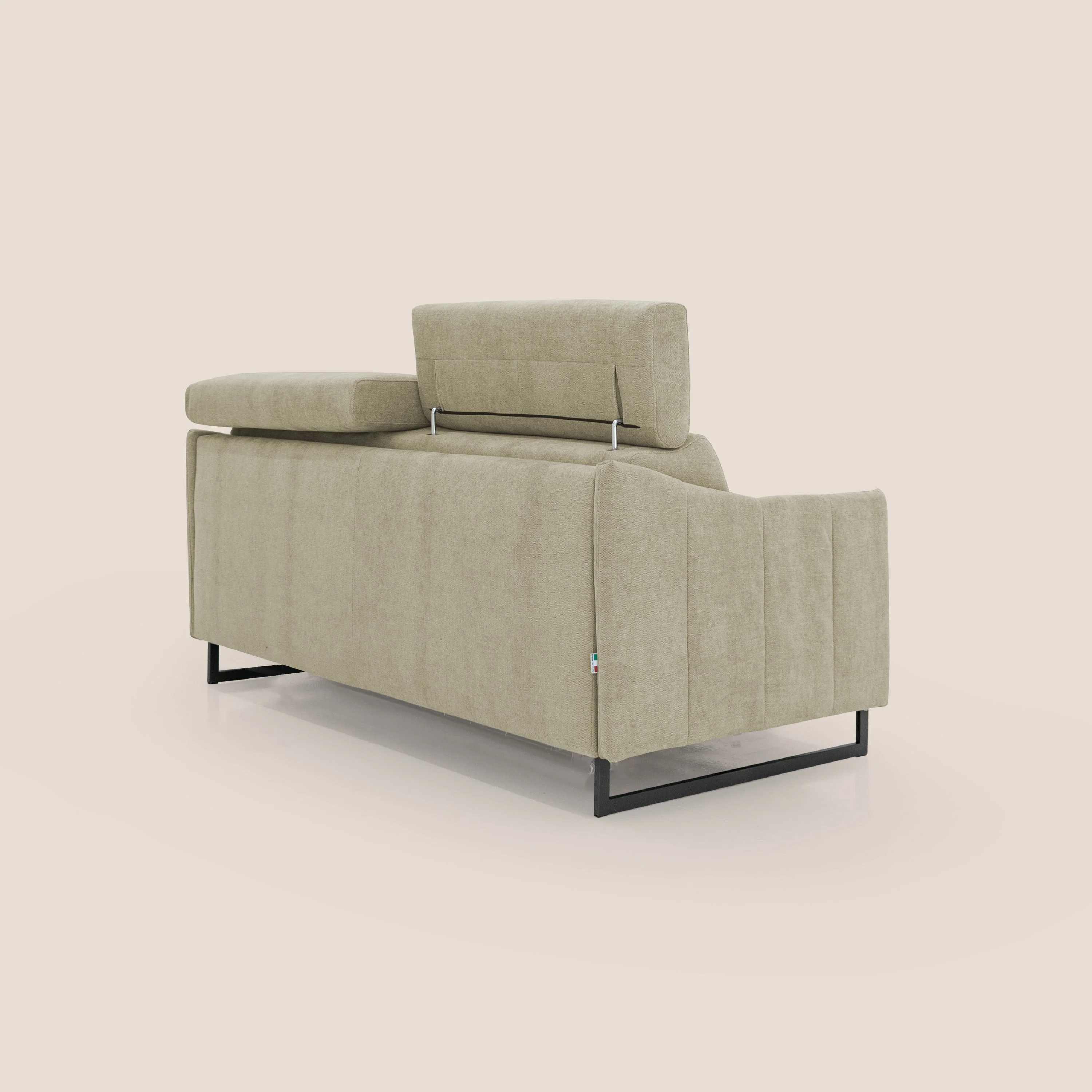 Loto canapé convertible compact avec matelas H 18cm et pieds hauts en tissu imperméable T14 beige - Image 8
